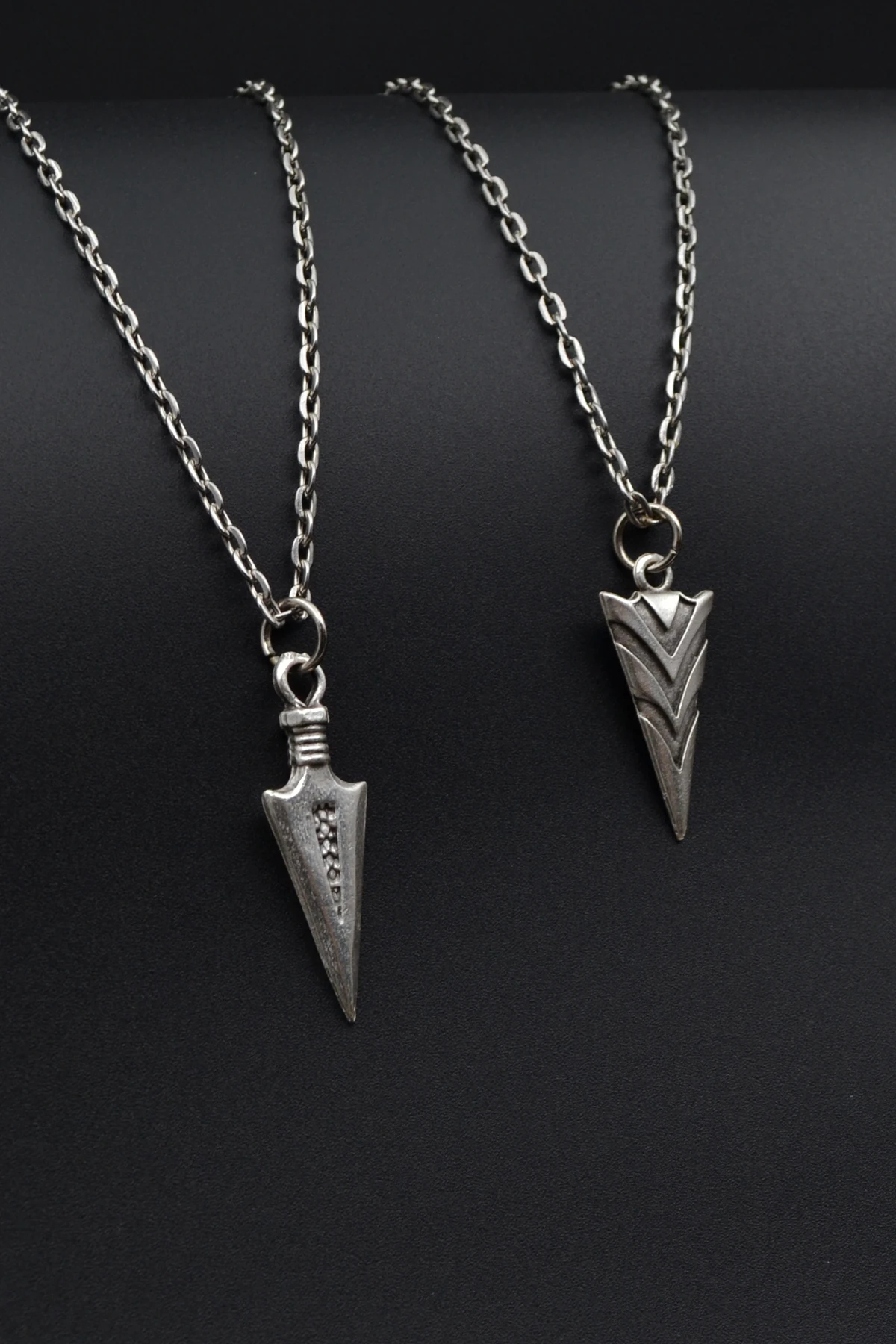 2'li Triagle Ok Ucu - Desenli Erkek Kadın Kolye Seti