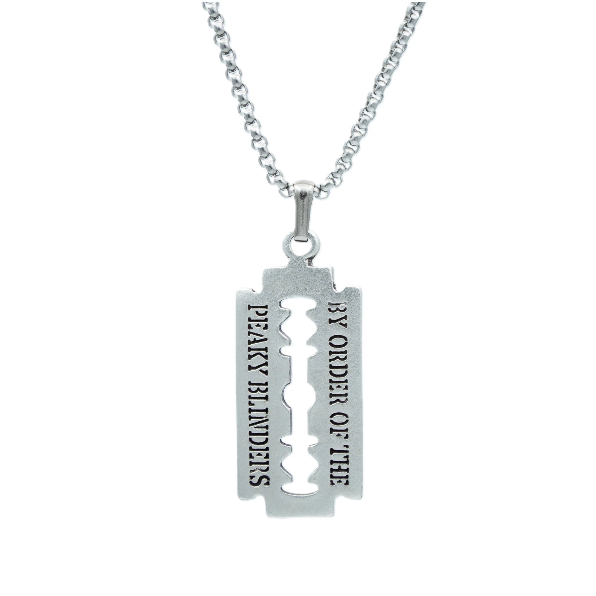 Peaky Blinders Jilet Kolye - Gümüş ( Silver ) Renk - 60 cm Örme Zincir Kolye