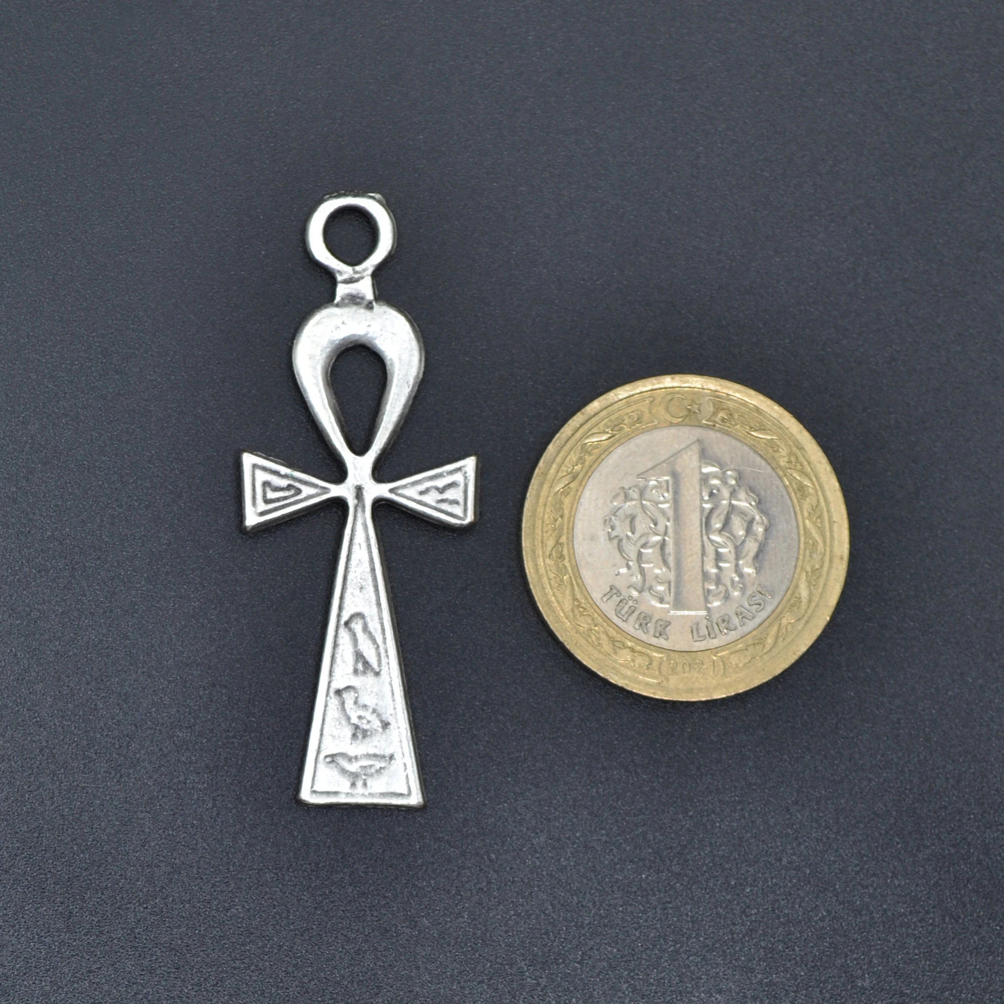 Ankh Sembolü - Nil'in Anahtarı Kolye Ucu - Gümüş ( Silver ) Renk