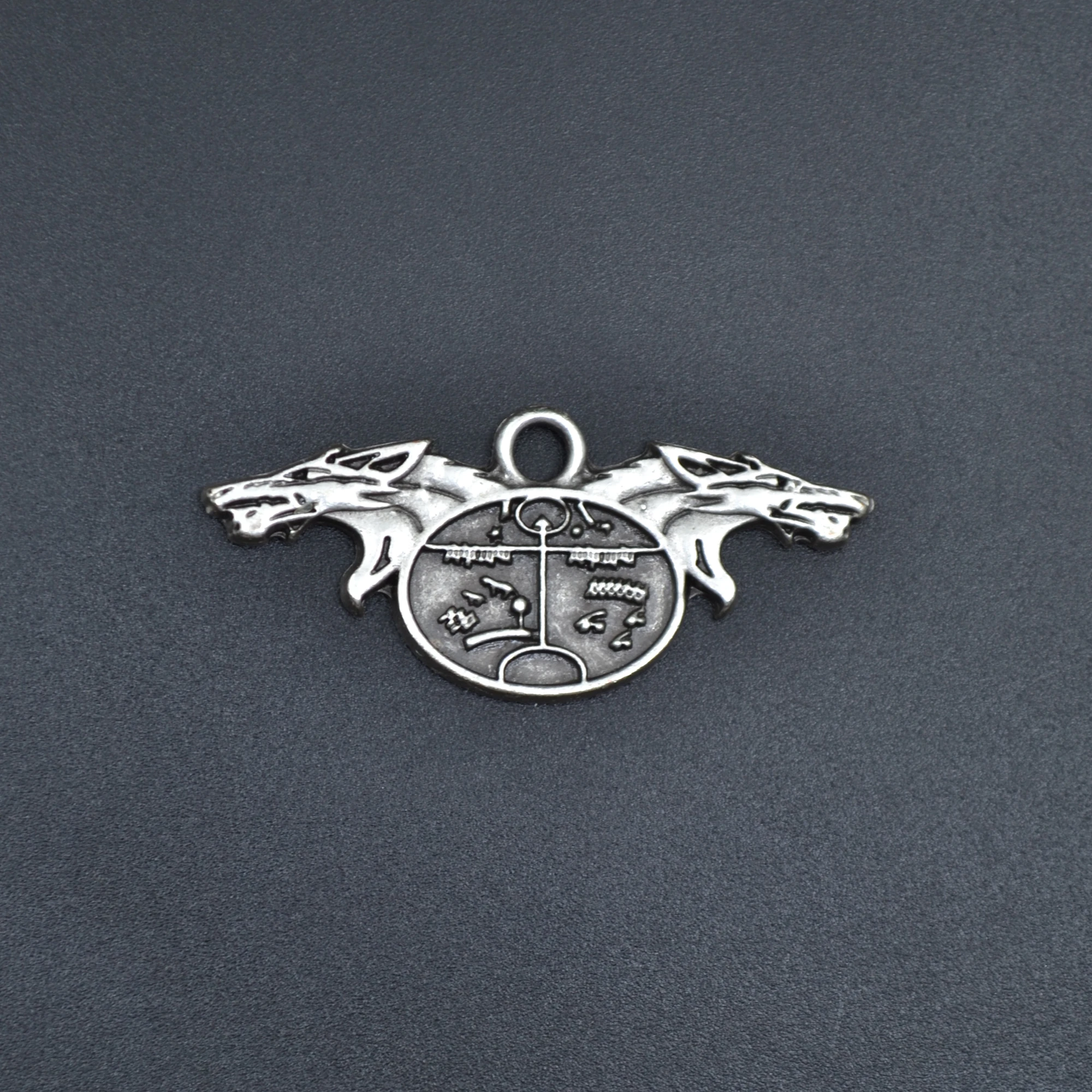 Şaman Kam Davulu - Kurt Kolye - Gümüş ( Silver ) Renk - 60 cm Düz Ezme Zincir Kolye