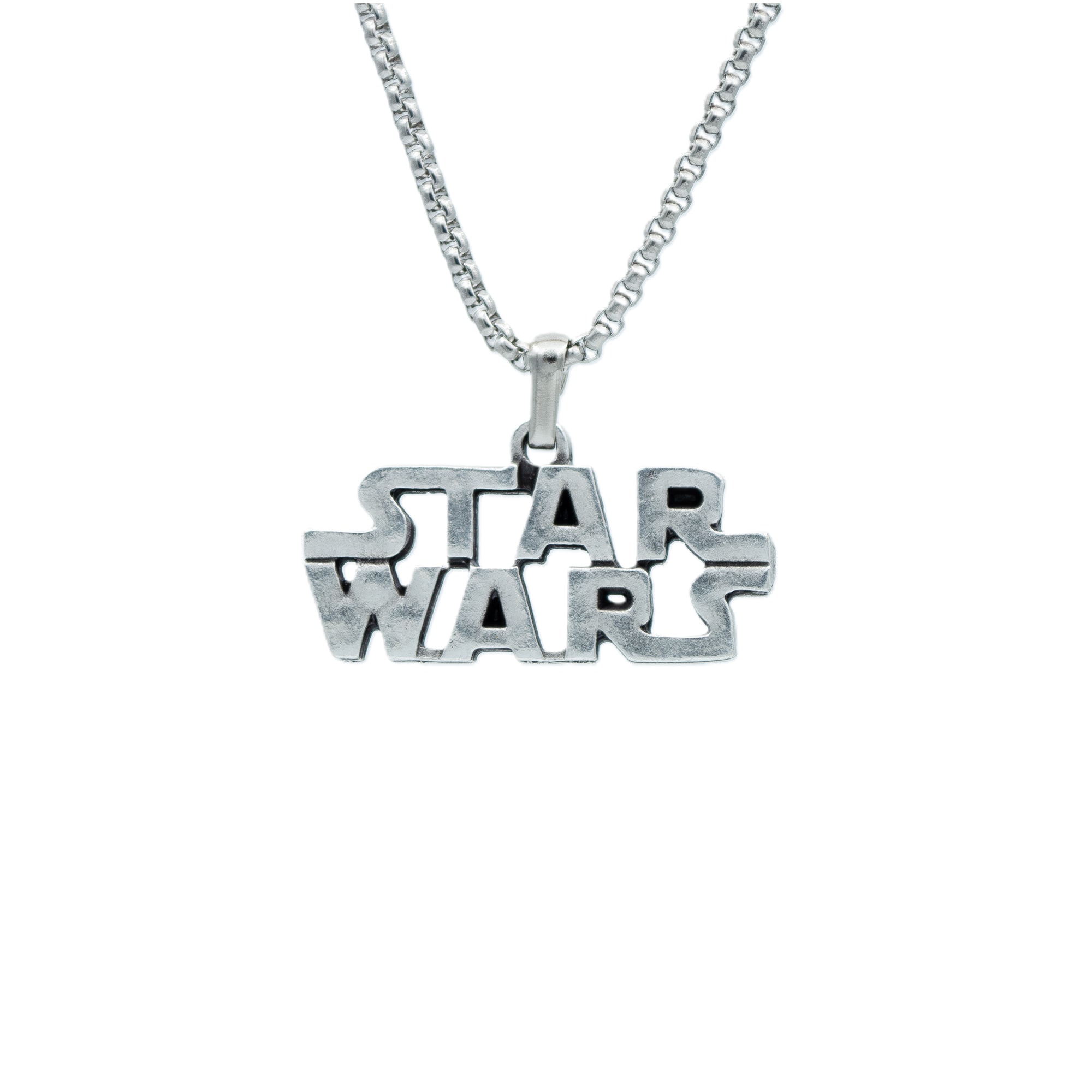 Star Wars Yazılı Kolye - Gümüş ( Silver ) Renk - 60 cm Örme Zincir Kolye