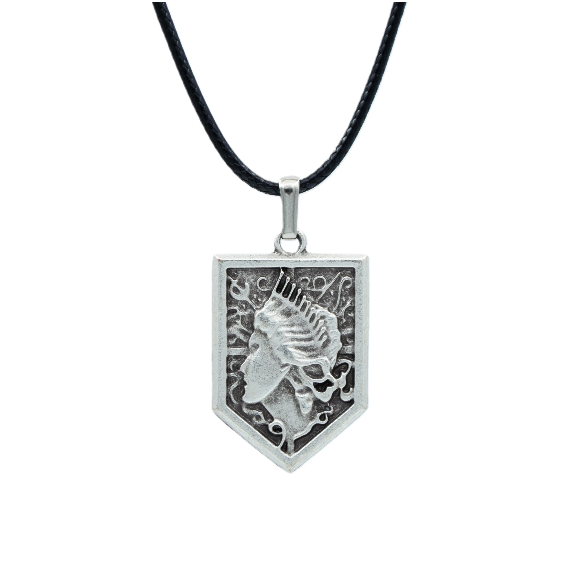 Anime Attack On Titan Sina Kolye - Gümüş ( Silver ) Renk - 60 cm Deri İp Kolye