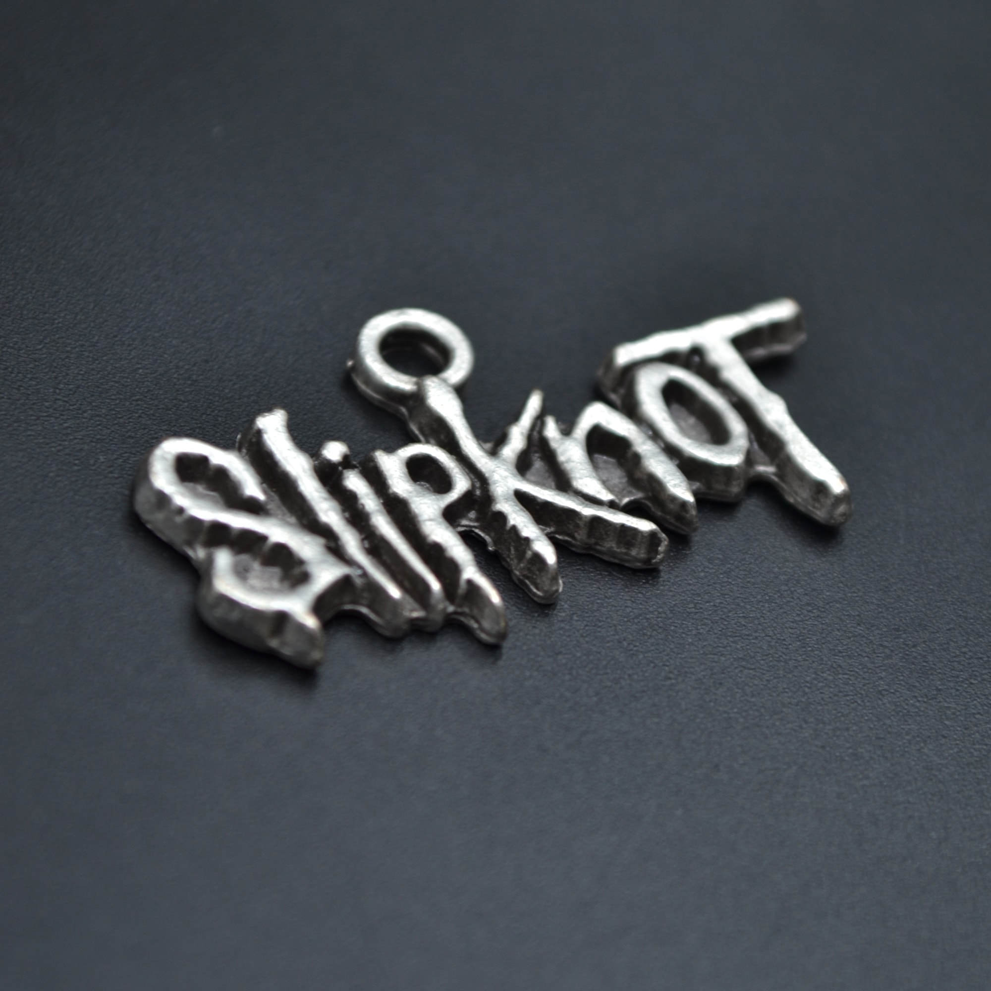 Slipknot Yazı Kolye - Gümüş ( Silver ) Renk - 60 cm Deri İp Kolye