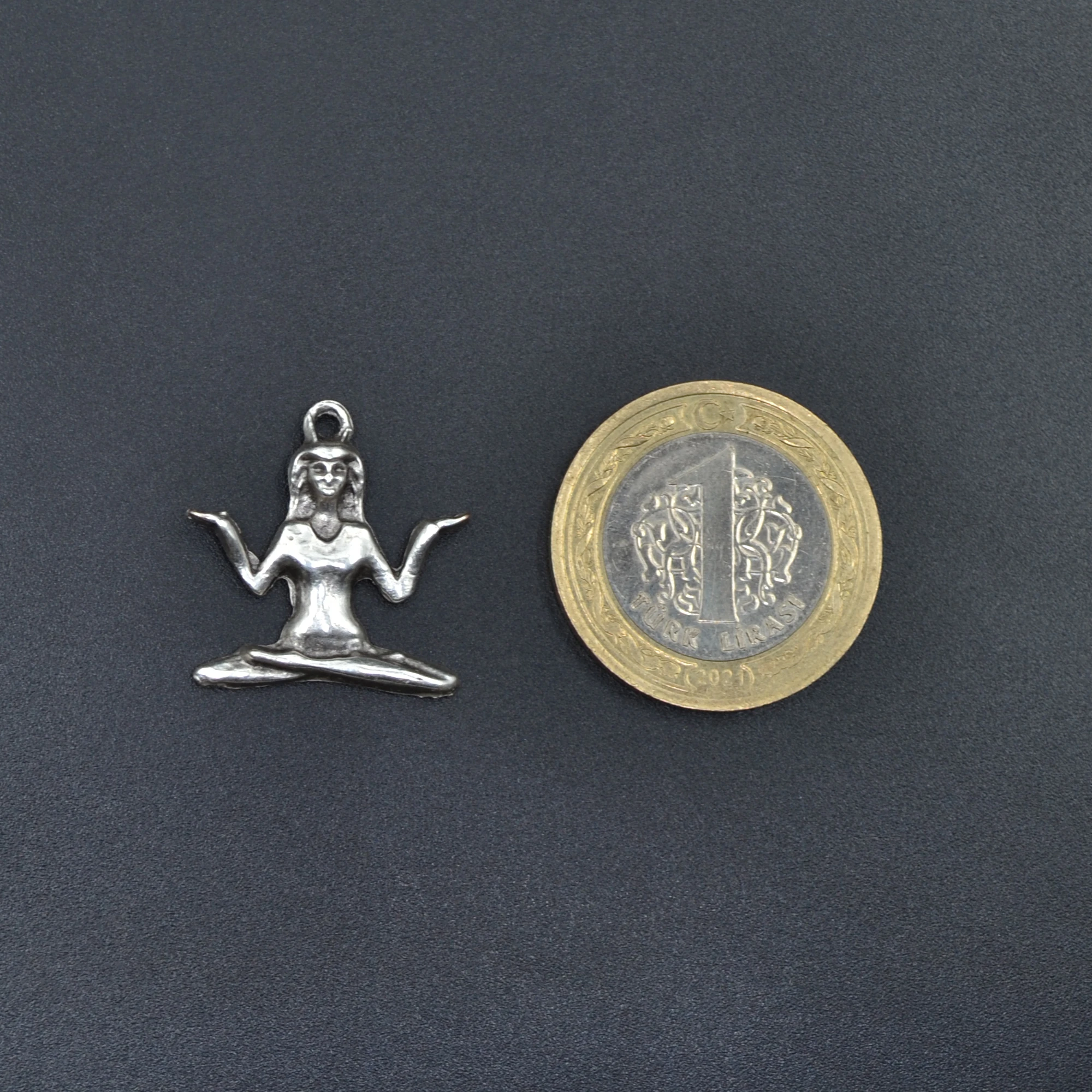 Minimal Yoga Kolye - Gümüş ( Silver ) Renk - 60 cm Düz Ezme Zincir Kolye