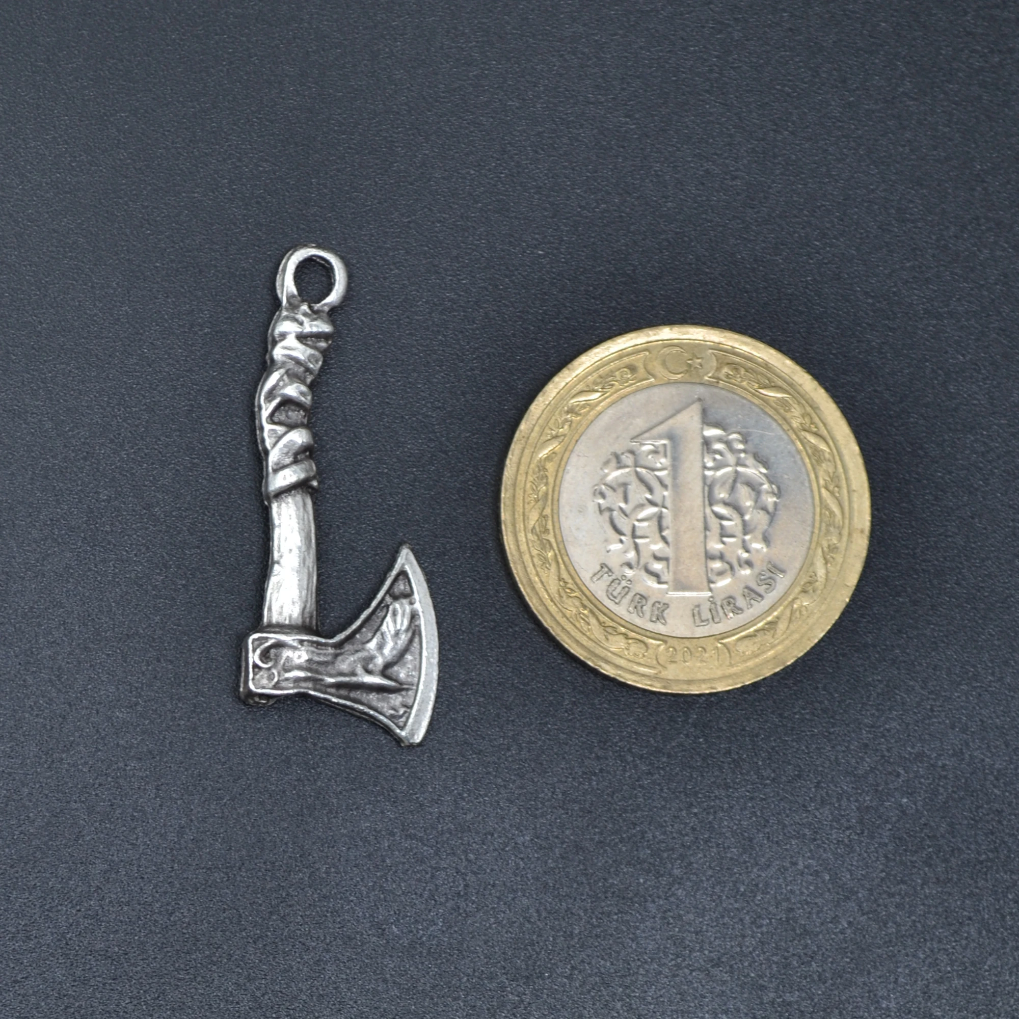 Viking Balta Kolye - Gümüş ( Silver ) Renk - 60 cm Düz Ezme Zincir Kolye