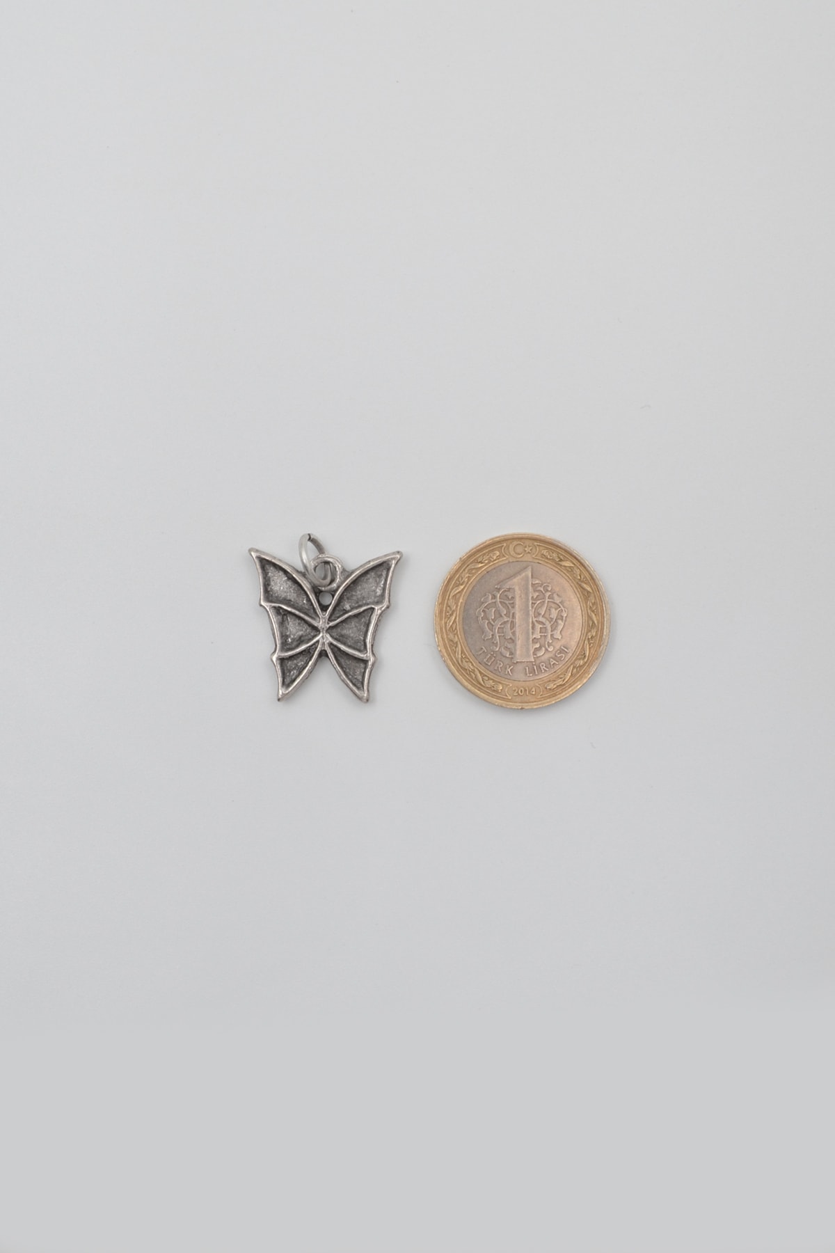 Kelebek Kolye Ucu - Gümüş ( Silver ) Renk
