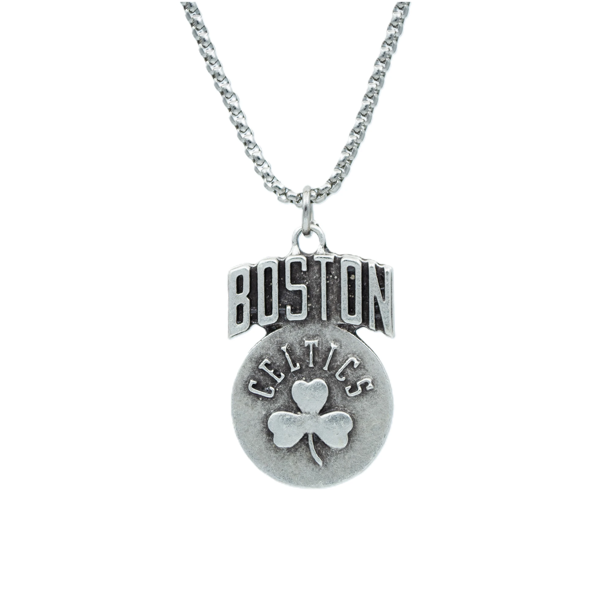 Boston Celtics Kolye - Gümüş ( Silver ) Renk - 60 cm Örme Zincir Kolye