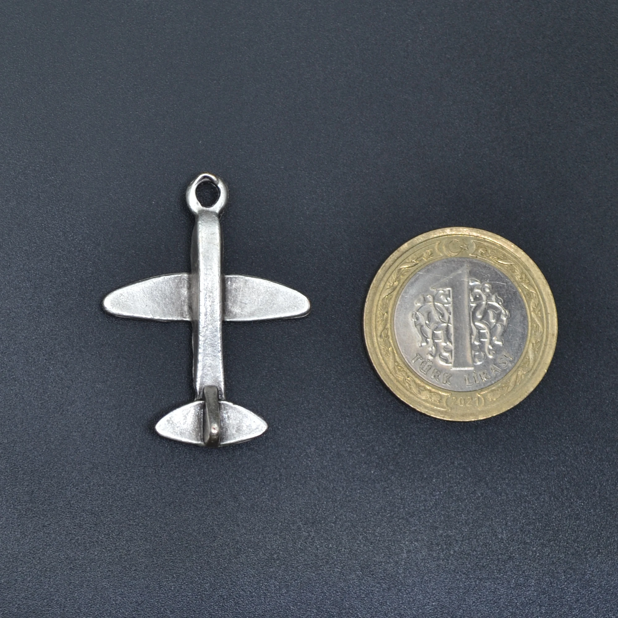 Minimal Uçak Kolye - Gümüş ( Silver ) Renk - 60 cm Deri İp Kolye