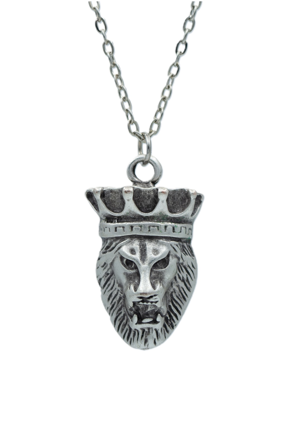 3'lü Aslan Kral Aslan Madalyon Taç Erkek Kadın Kolye Seti