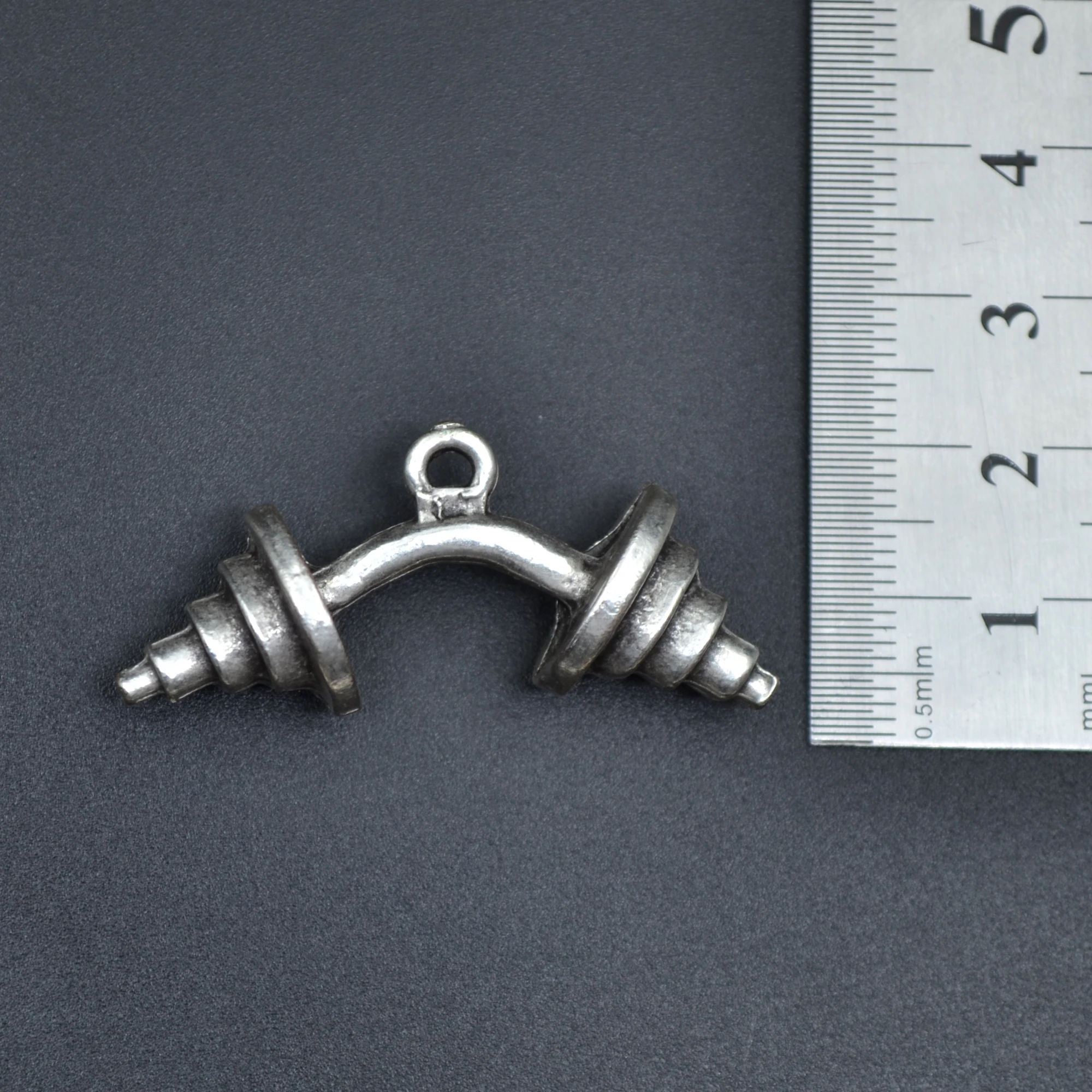 Sporcu Halter - Dambıl Kolye Ucu - Gümüş ( Silver ) Renk