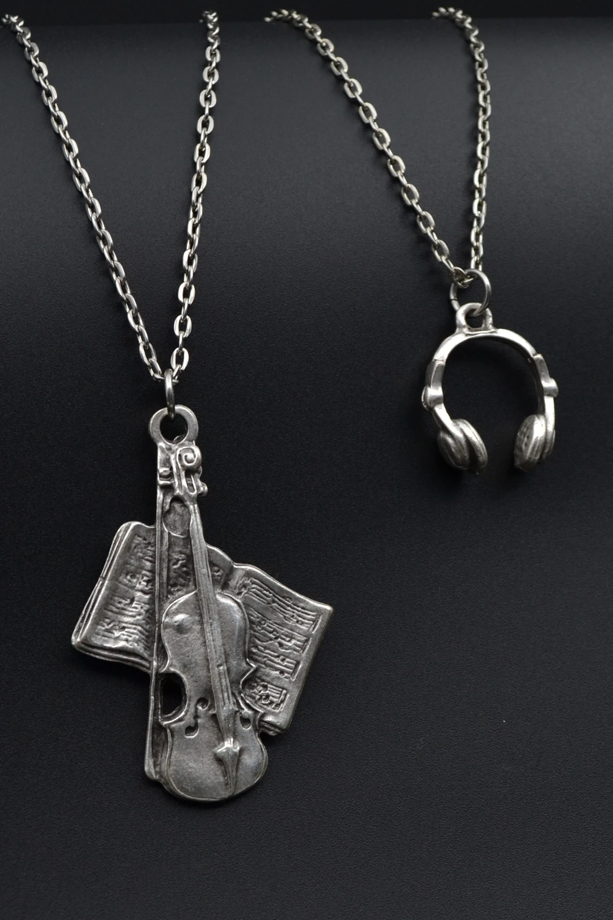 2'li Keman Nota Defteri Kulaklık Kolye Seti