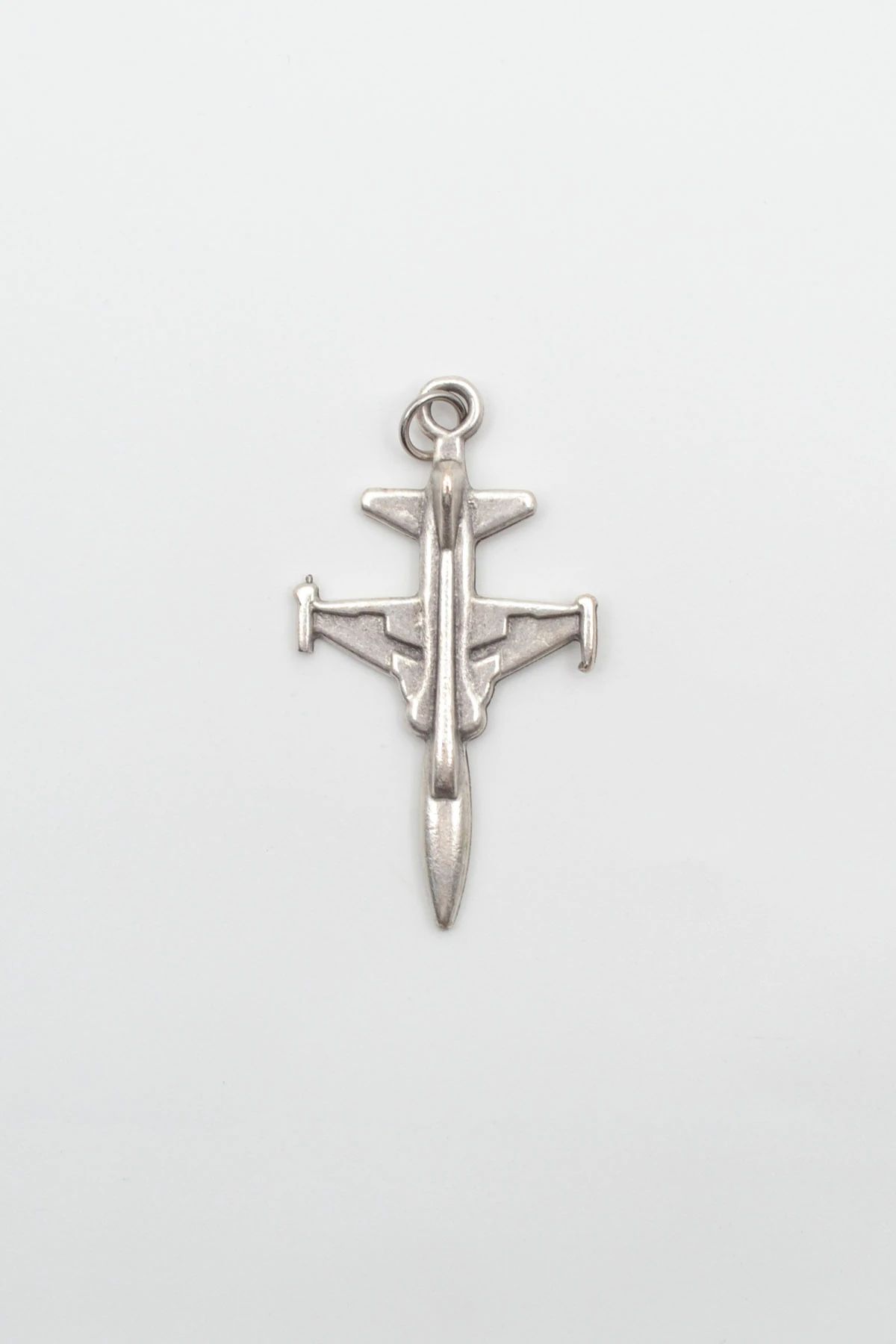 F-5 Tiger Savaş Uçağı Kolye - Gümüş ( Silver ) Renk - 60 cm Düz Ezme Zincir Kolye