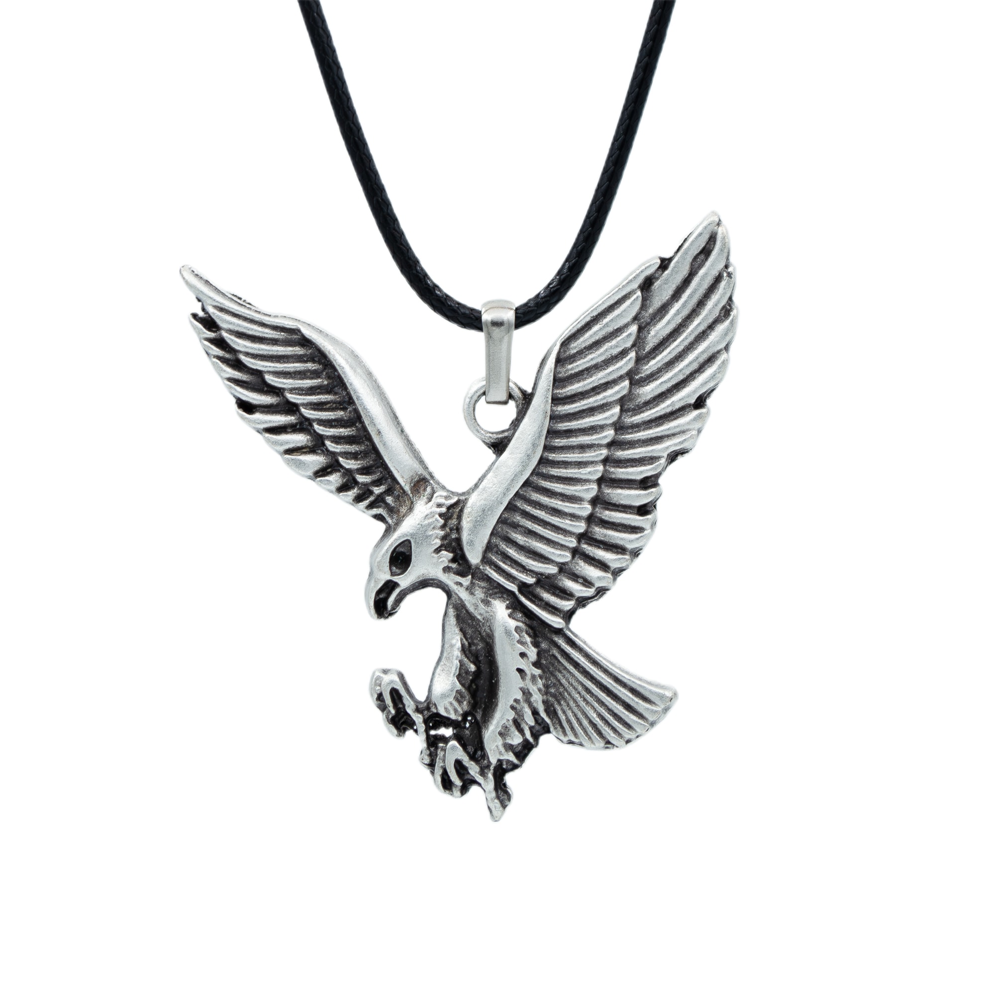 Kartal Kolye - Gümüş ( Silver ) Renk - 60 cm Deri İp Kolye