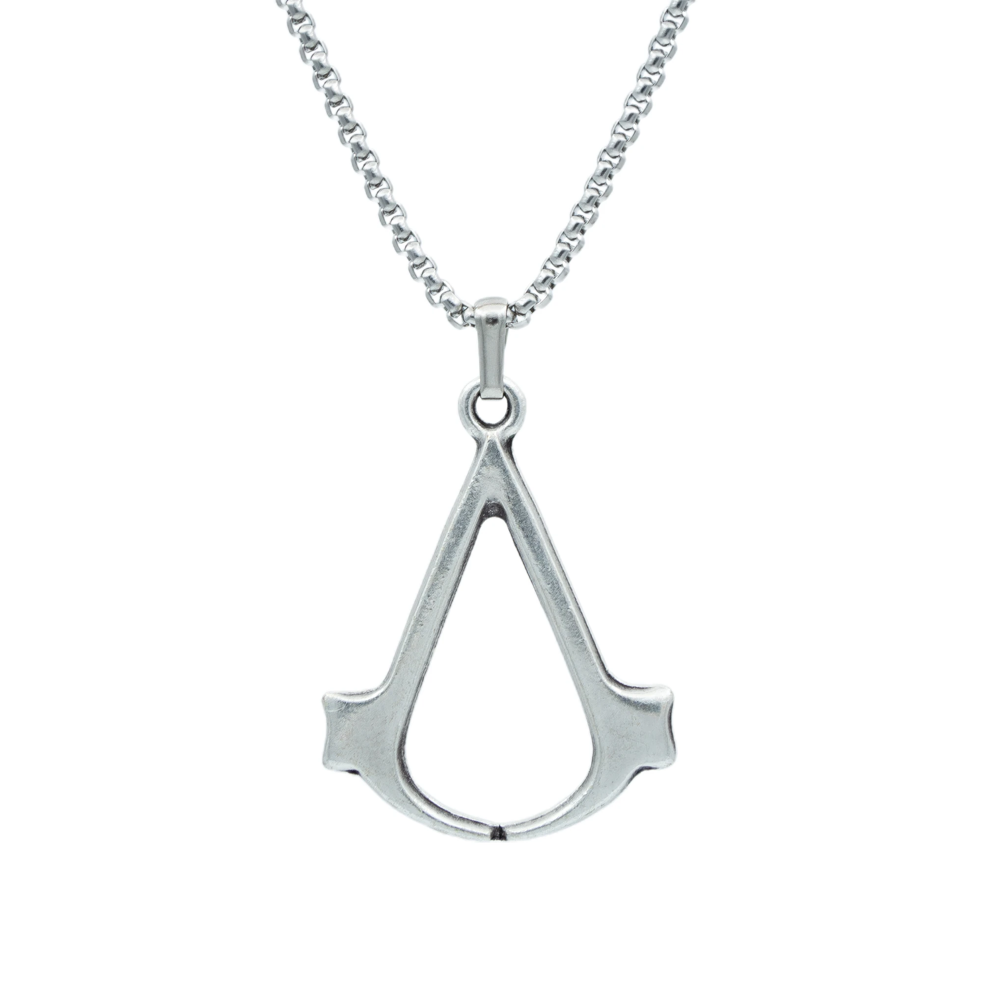 Assassin's Creed Kolye - Gümüş ( Silver ) Renk - 60 cm Örme Zincir Kolye