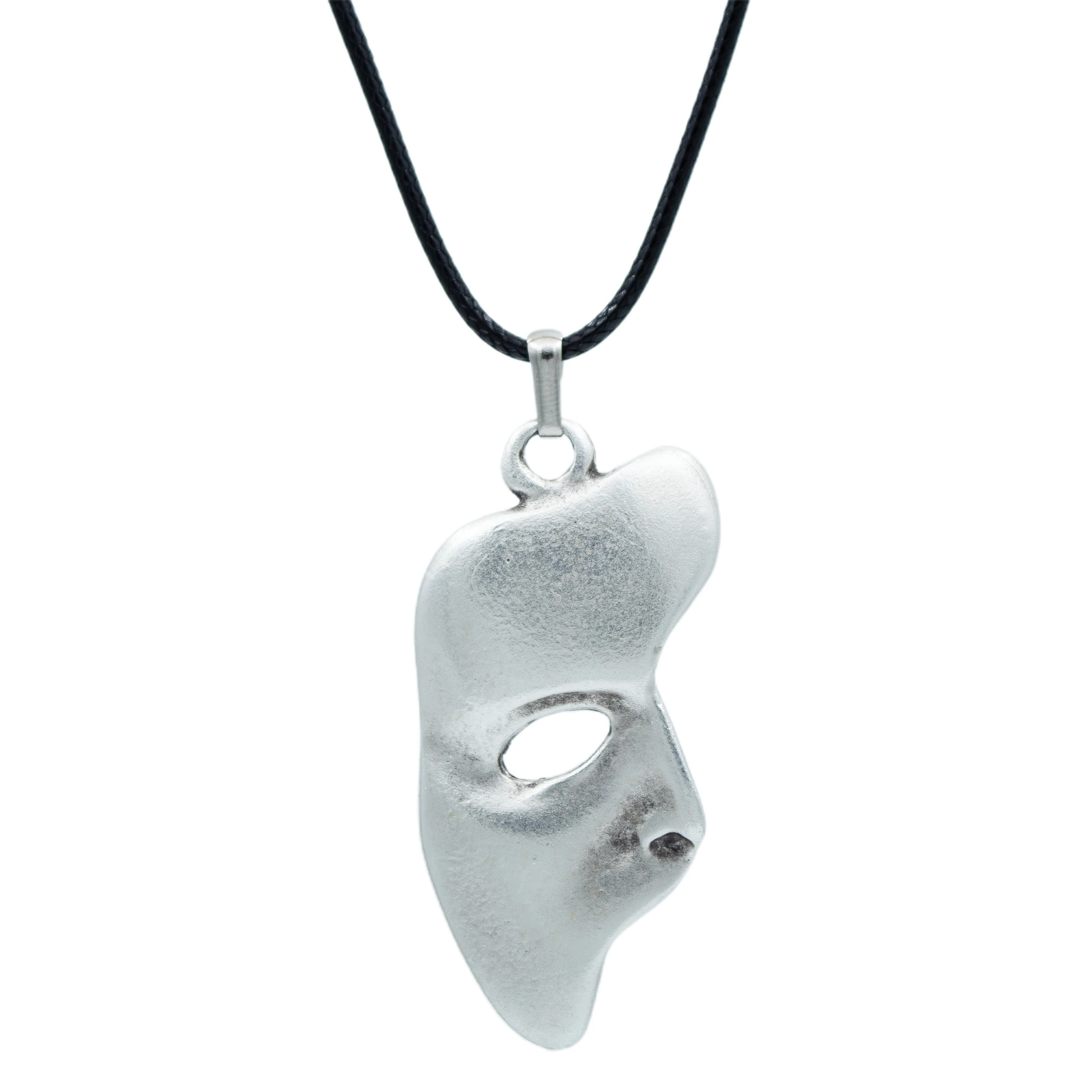 The Phantom Of The Opera - Maske Kolye - Gümüş ( Silver ) Renk - 60 cm Deri İp Kolye