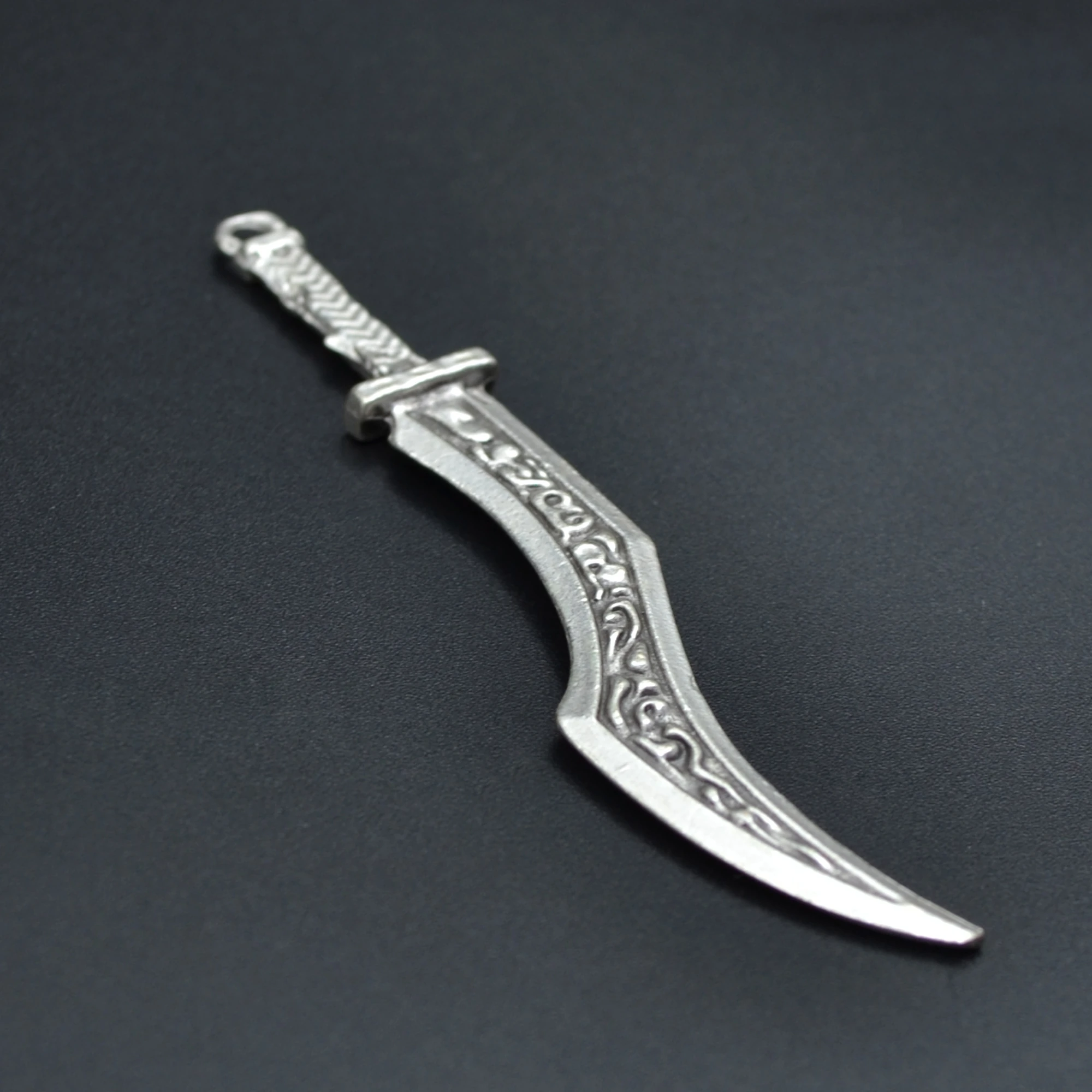 Kılıç Kolye - Gümüş ( Silver ) Renk - 60 cm Deri İp Kolye