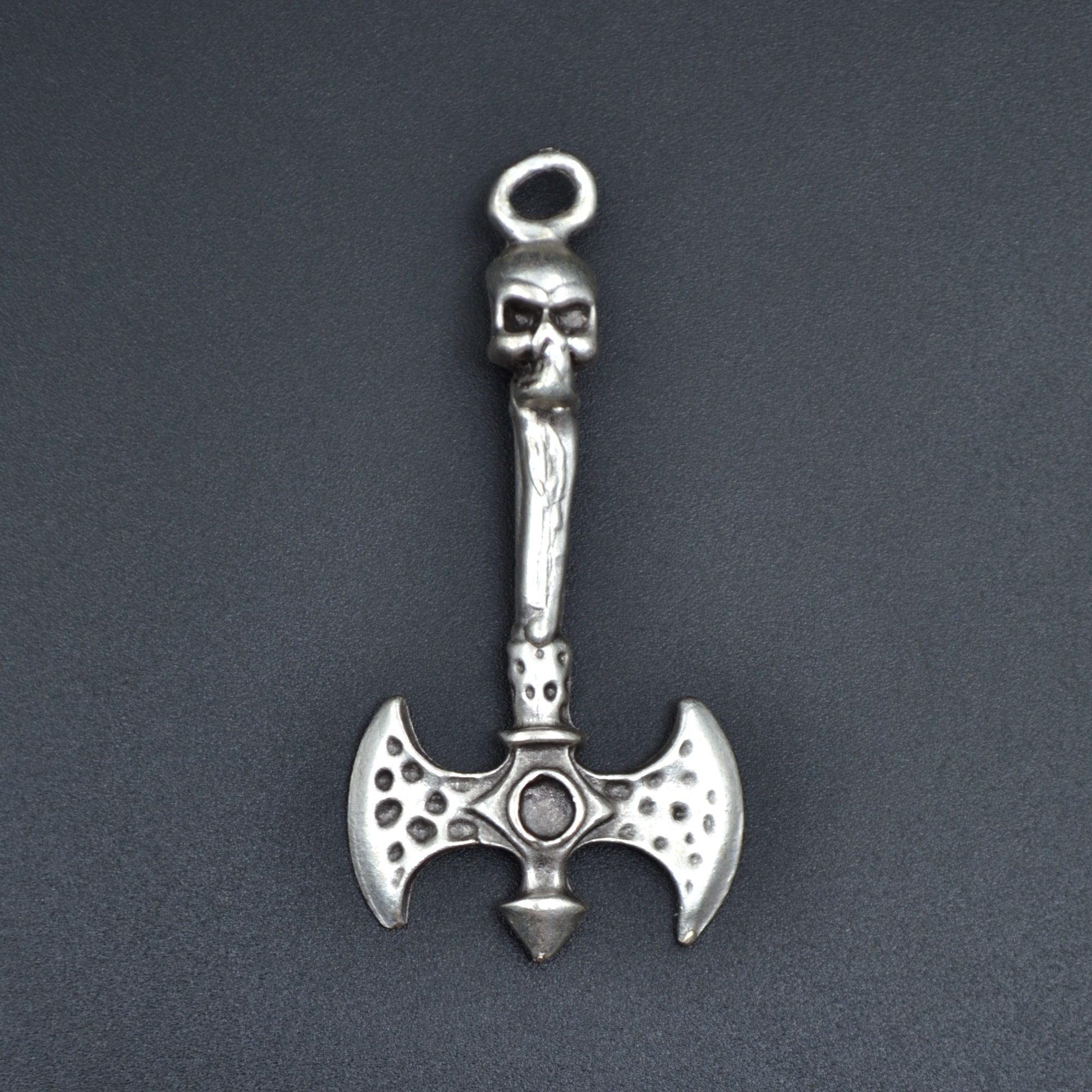 Çift Taraflı Savaşçı Balta Kolye Ucu - Gümüş ( Silver ) Renk