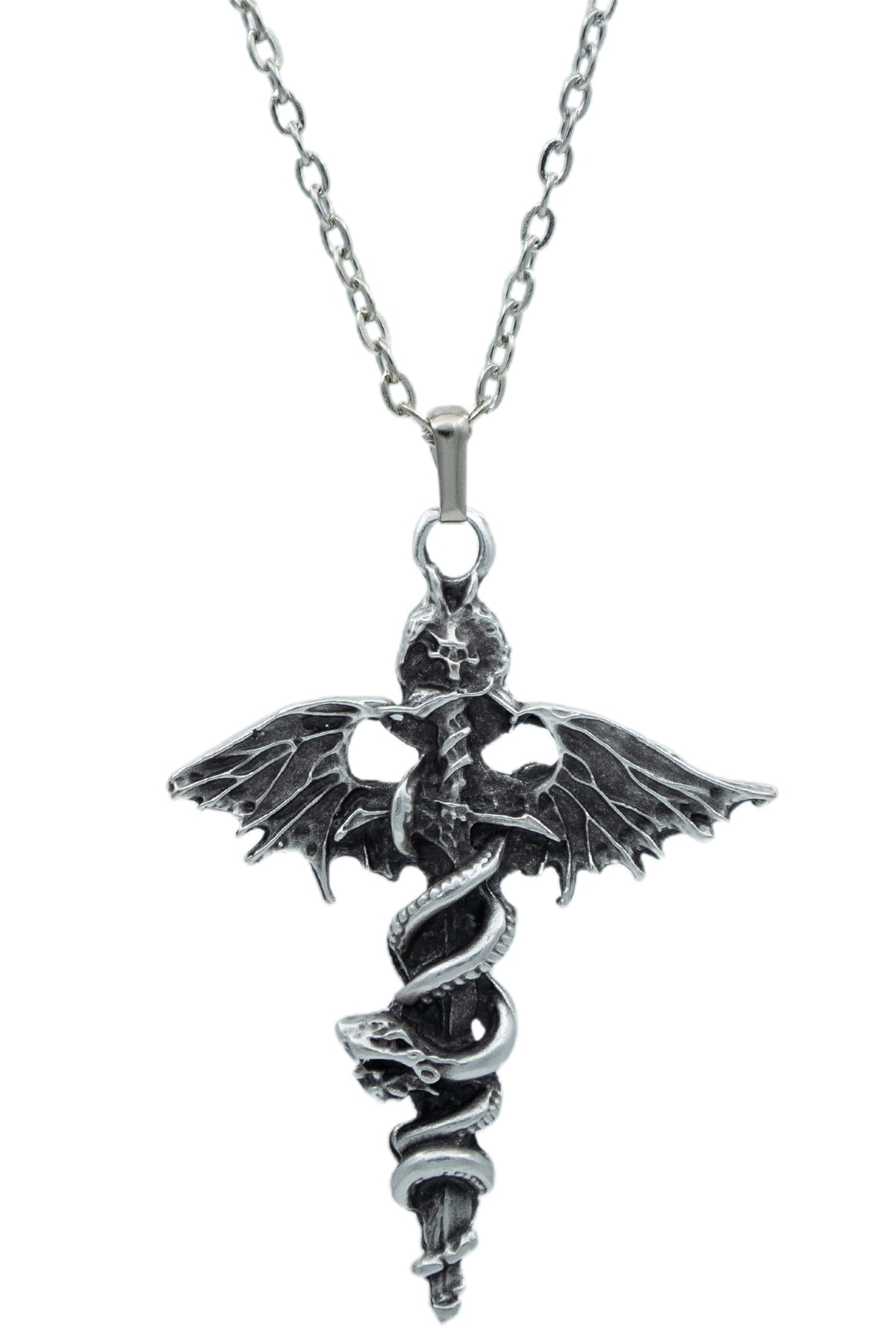 2'li Yarasa Yılan Kılıç Tıp Kadüse Erkek Kadın Kolye Seti