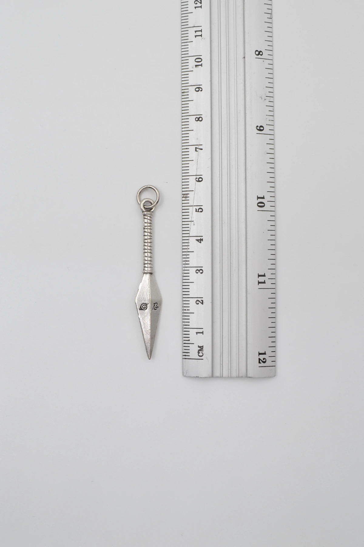 Anime Ninja Kunai Düz Ezme Zincir Kolye - Antik Gümüş Kaplama - Kadın Erkek - 60 cm