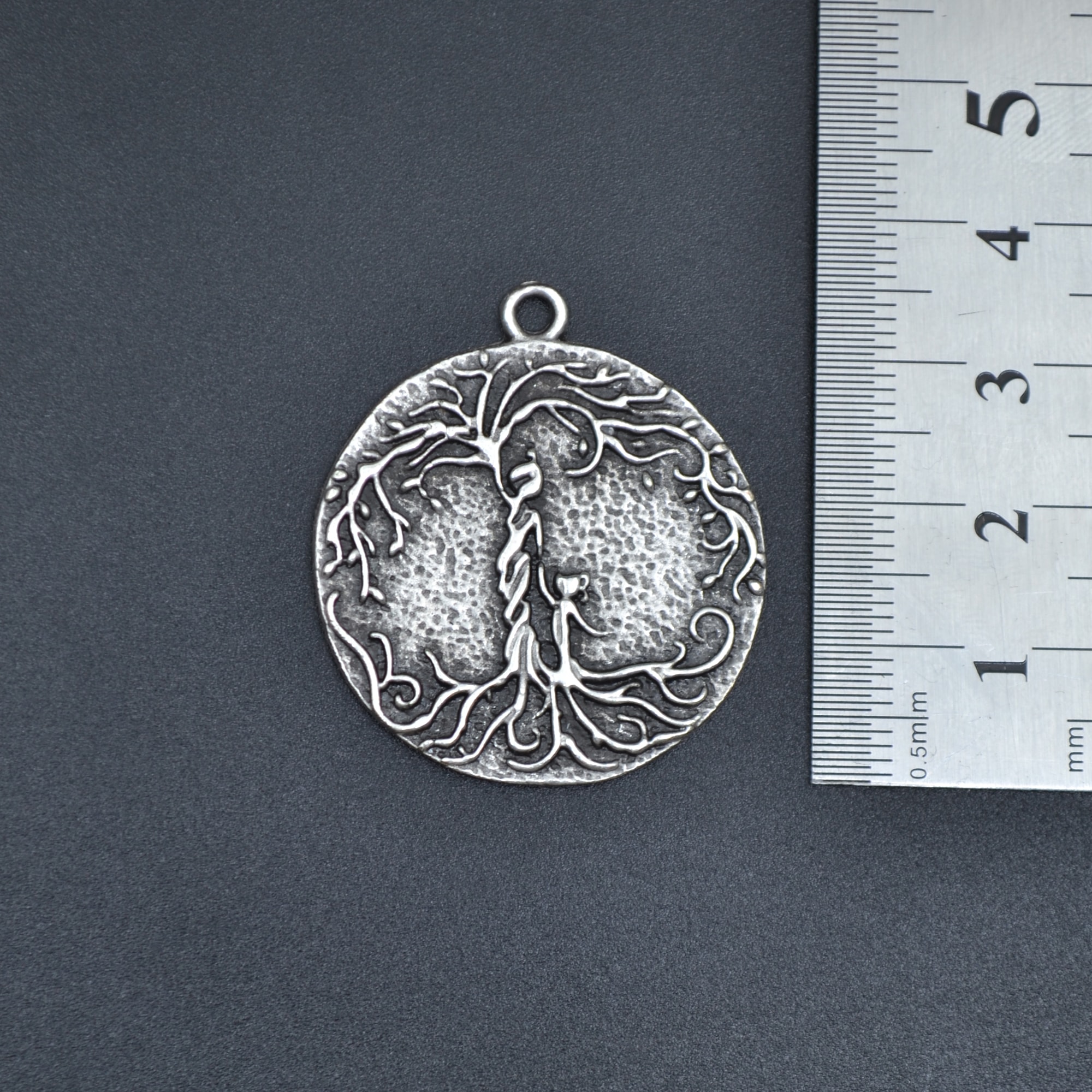 Hayat Ağacı - Anne Çocuk Kolye - Gümüş ( Silver ) Renk - 60 cm Deri İp Kolye