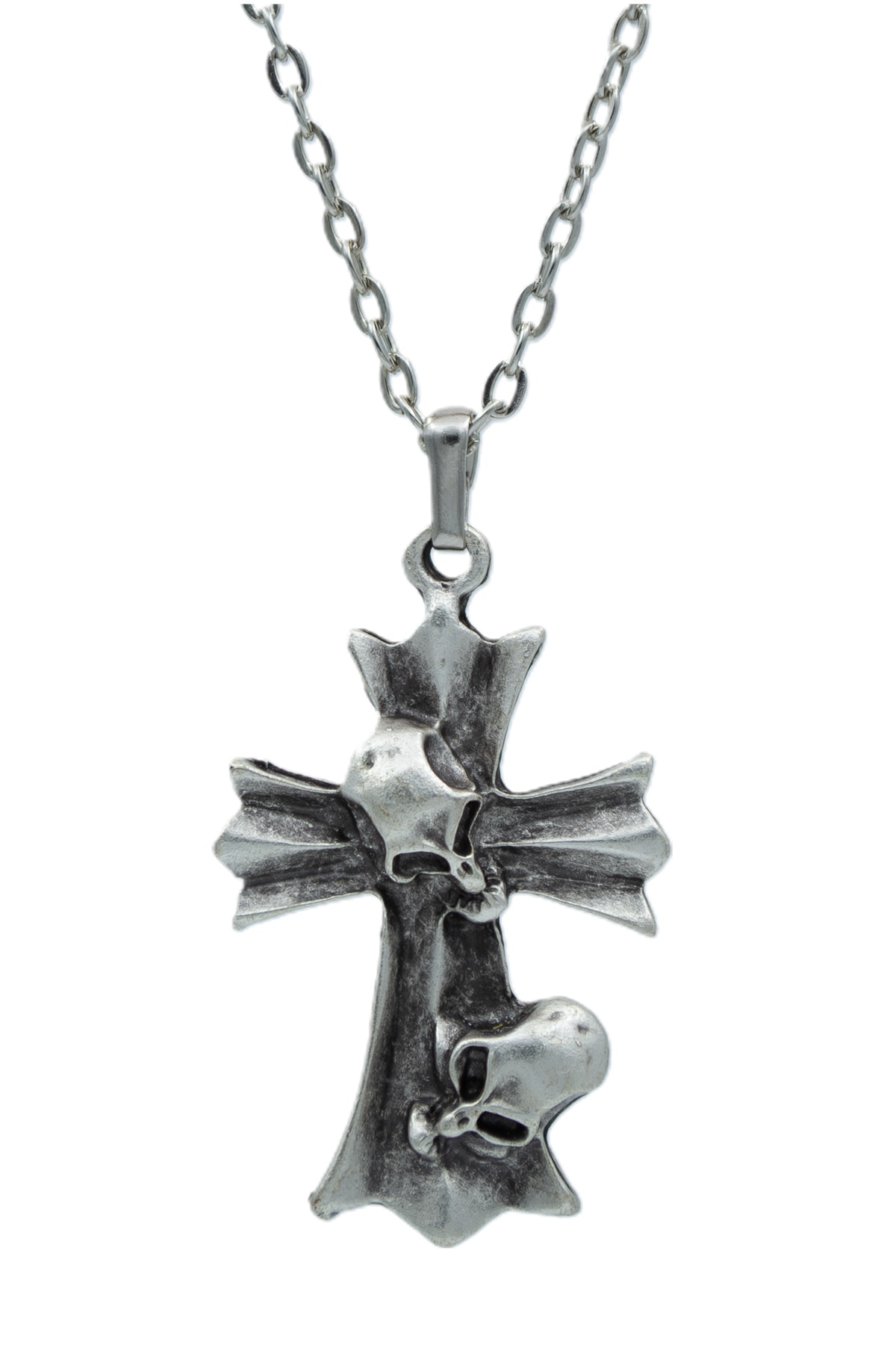 2'li Kuru Kafa Haç Kuru Kafa Erkek Kadın Kolye Seti