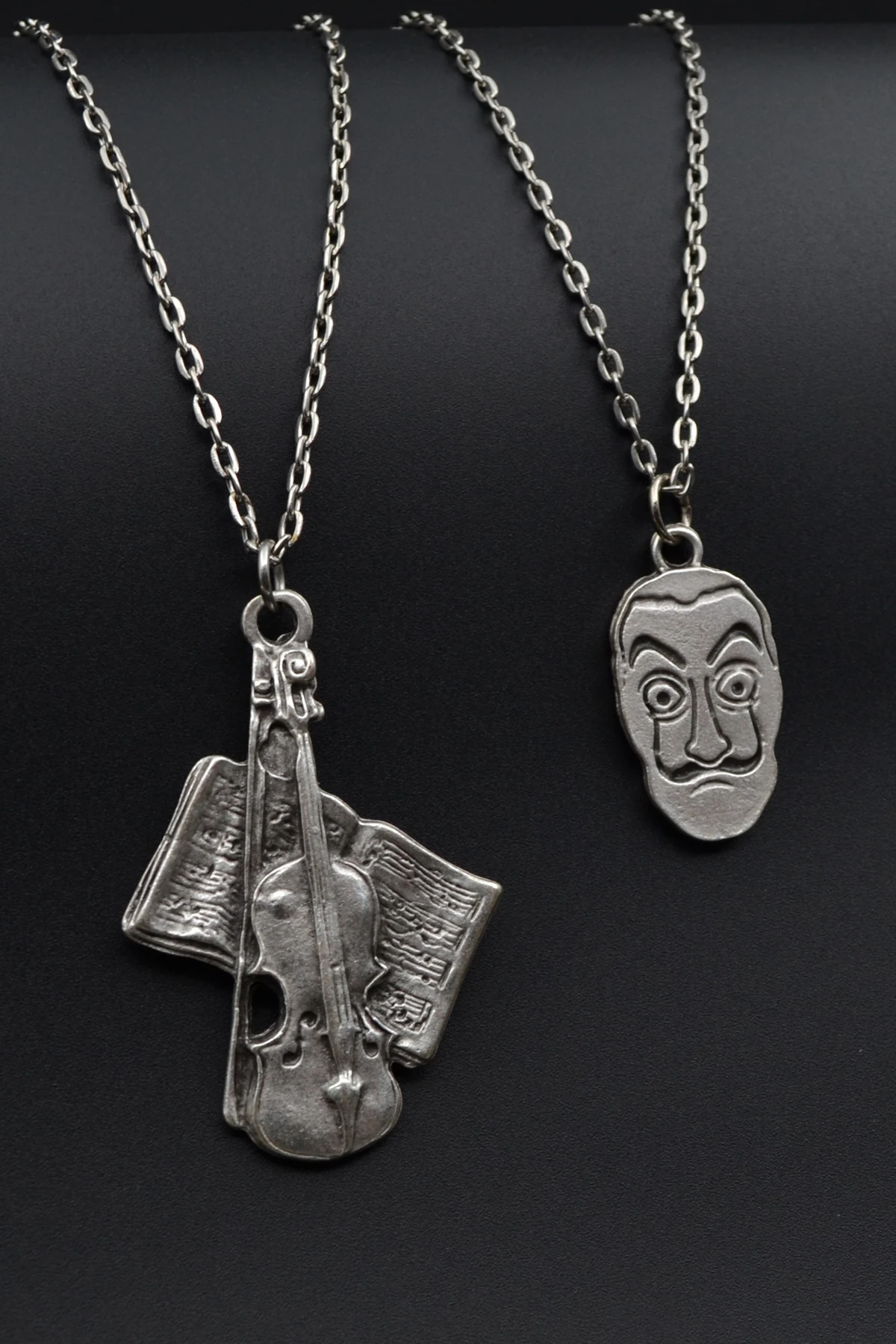 2'li Nota Defteri Keman - Salvador Dali Erkek Kadın Kolye Seti