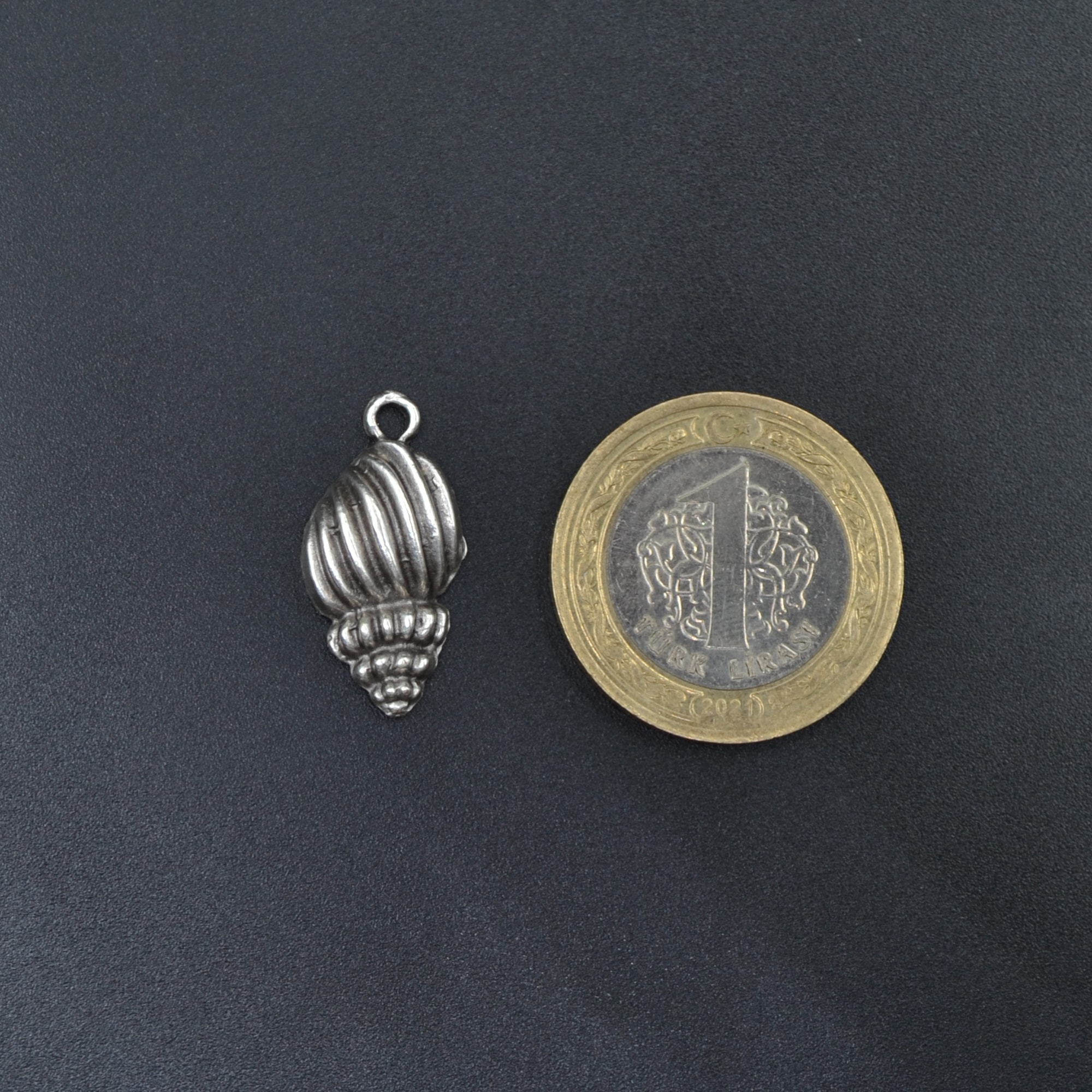 Minimal Deniz Kabuğu Kolye Ucu - Gümüş ( Silver ) Renk