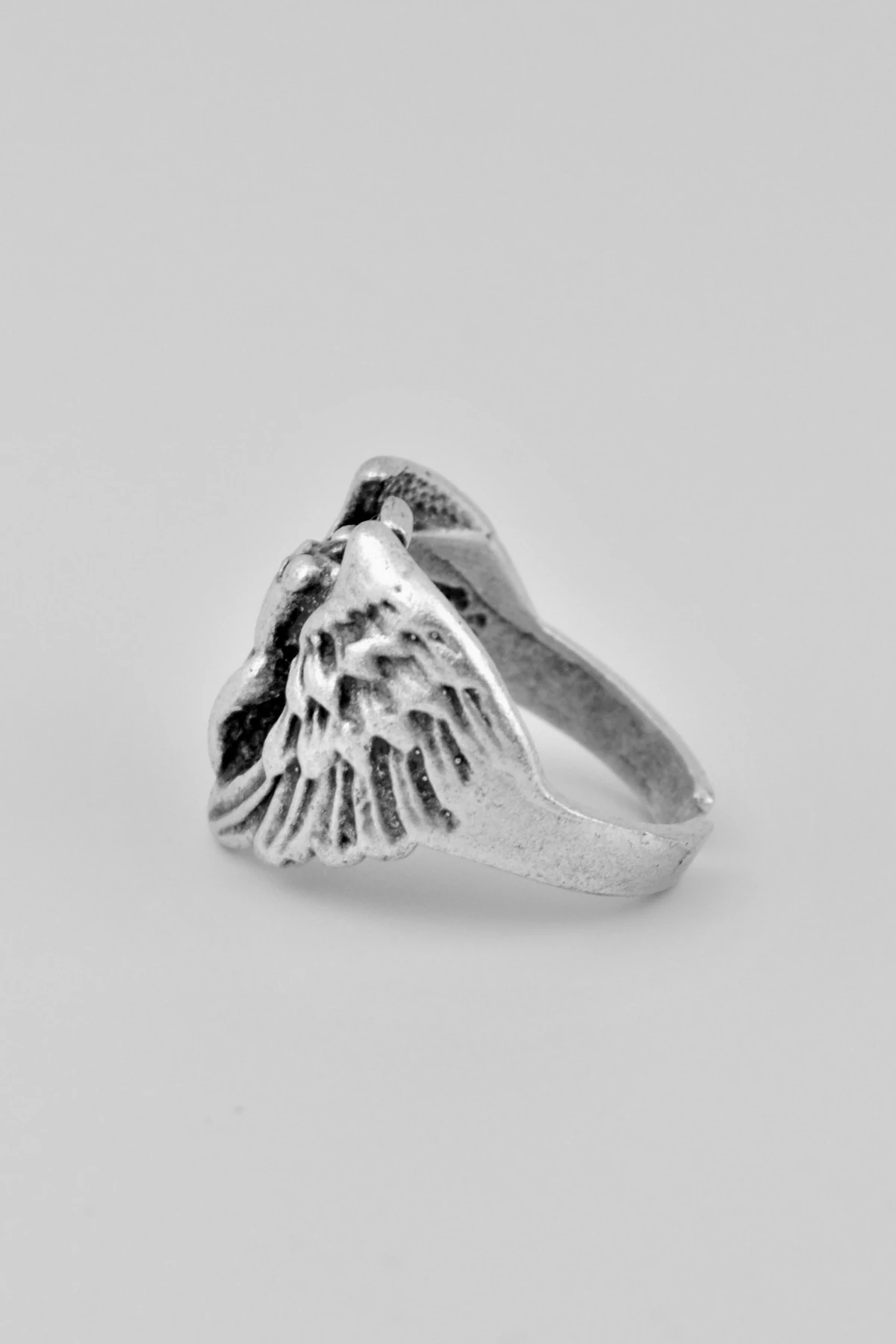 Kanatlı Kadın Melek Gümüş Kaplama Ayarlamalı Kadın Erkek Yüzük