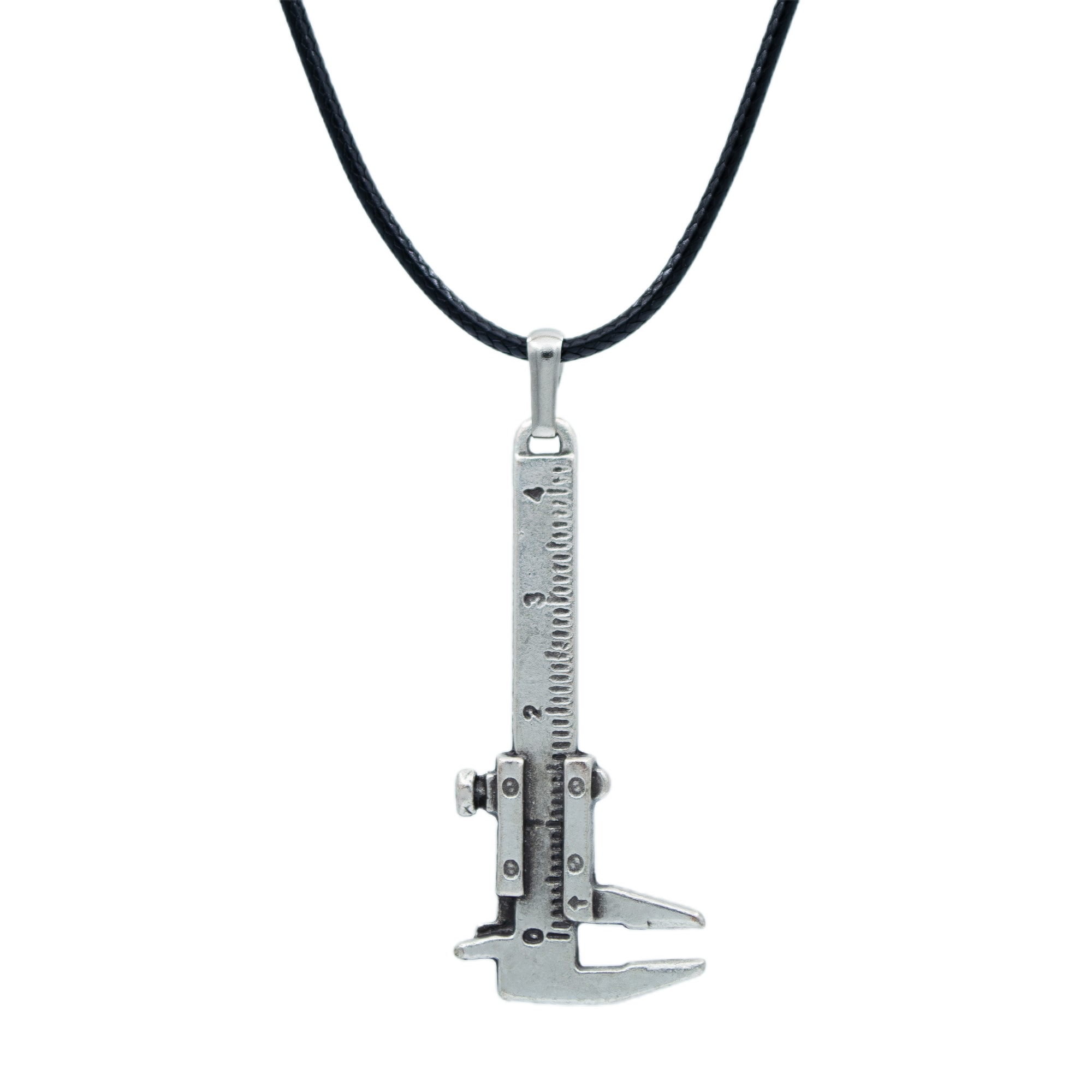 Kumpas Şeklinde Kolye - Gümüş ( Silver ) Renk - 60 cm Deri İp Kolye