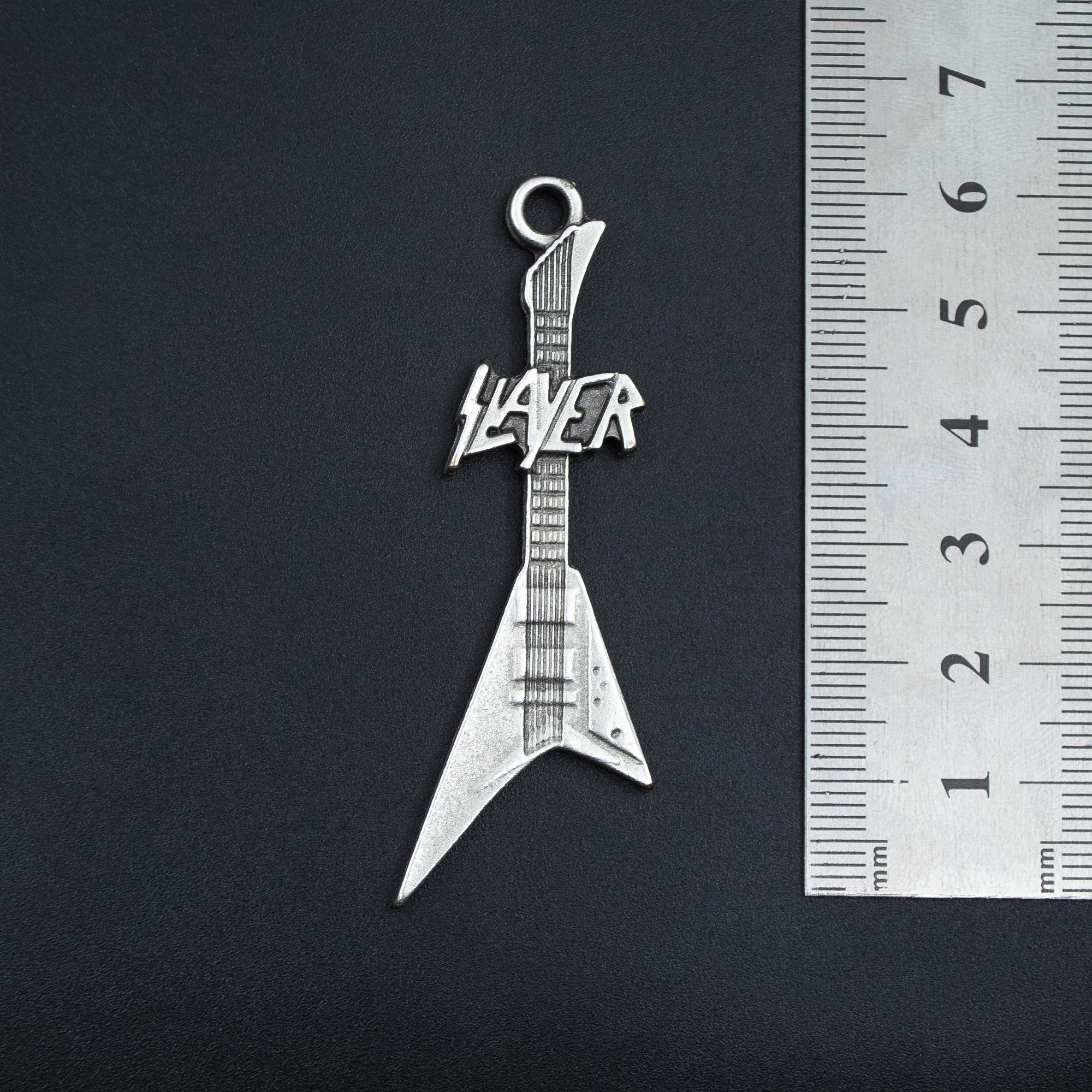 Slayer Elektro Gitar Kolye - Gümüş ( Silver ) Renk - 60 cm Düz Ezme Zincir Kolye