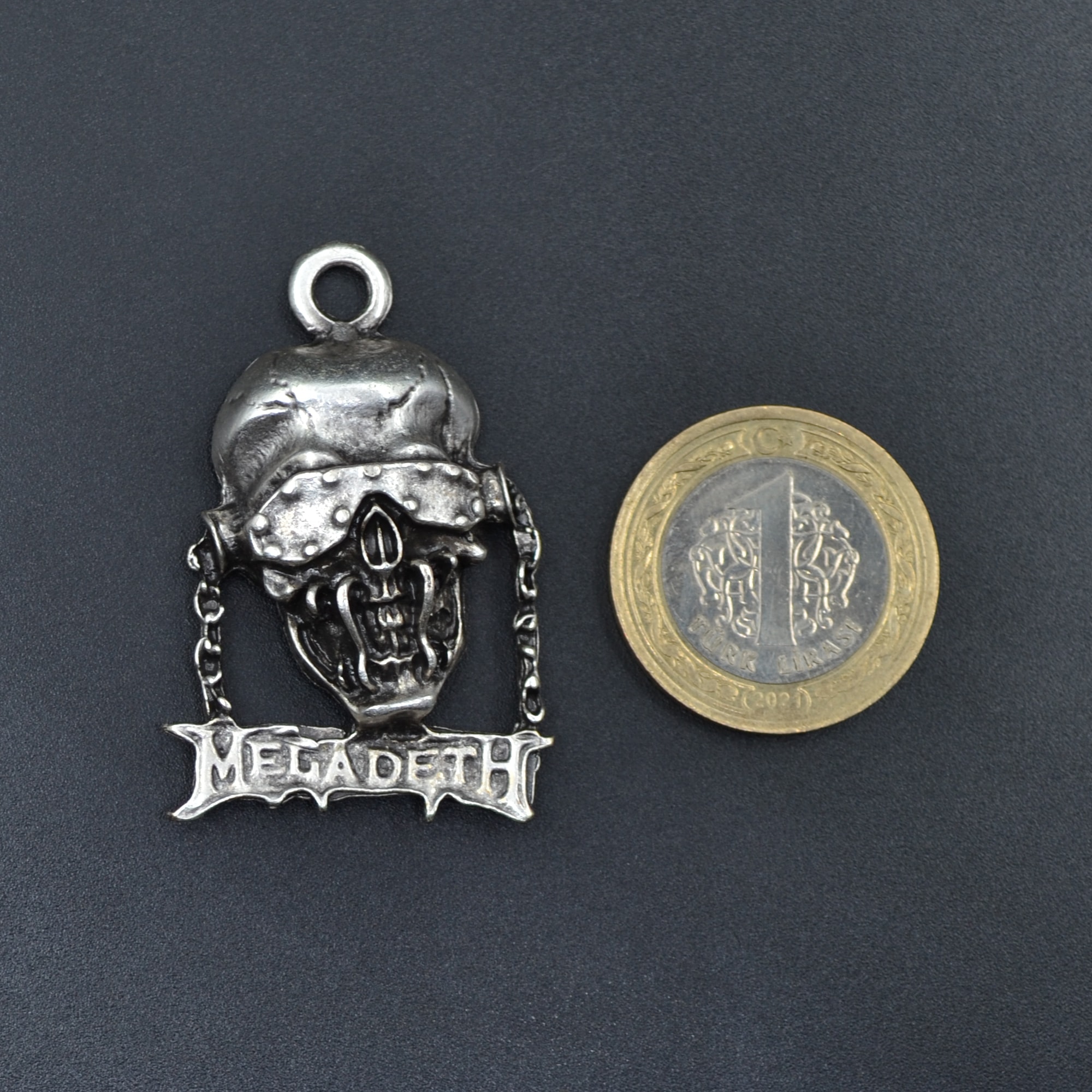 Megadeth Kolye - Gümüş ( Silver ) Renk - 60 cm Deri İp Kolye