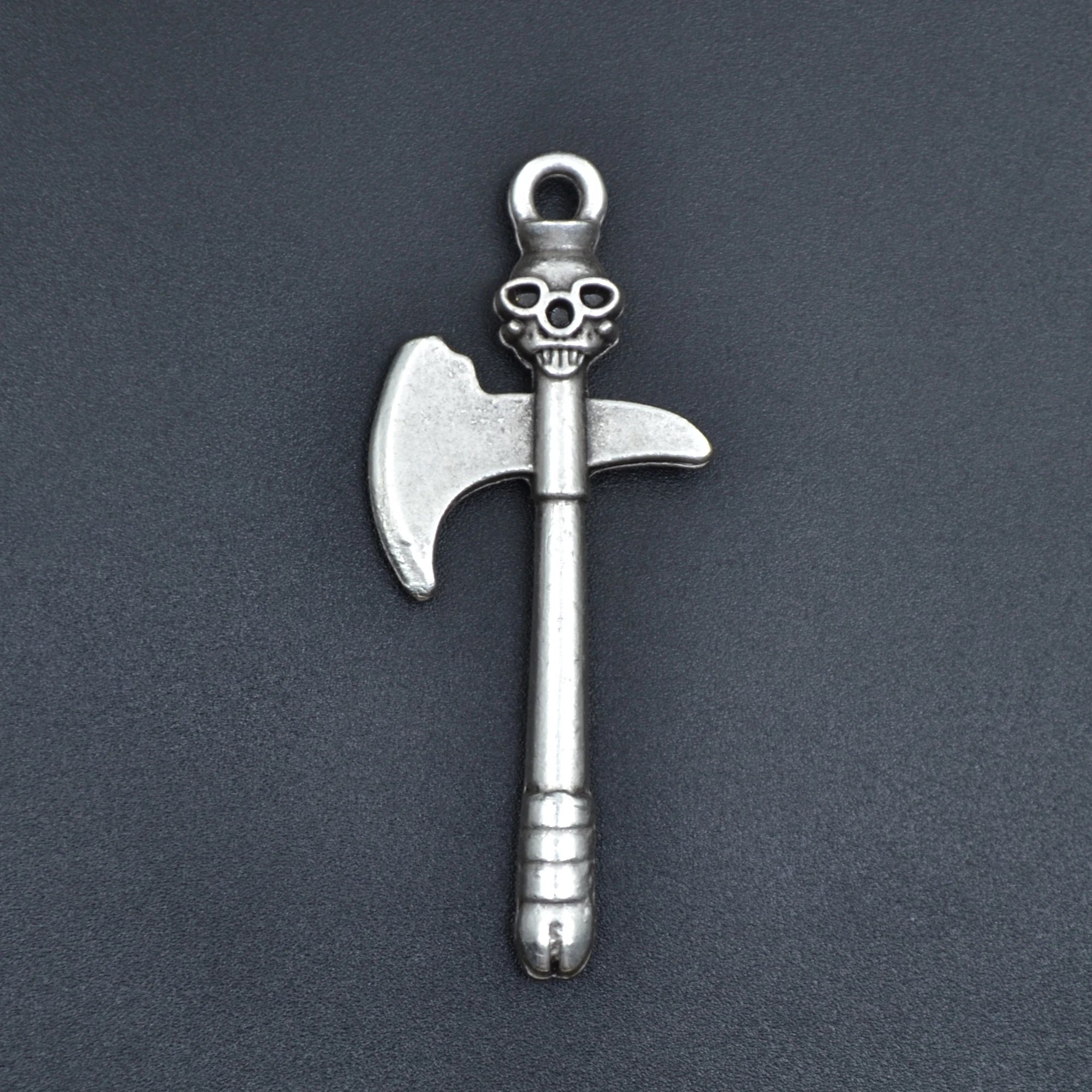 Kuru Kafa Savaş Baltası Kolye - Gümüş ( Silver ) Renk - 60 cm Örme Zincir Kolye