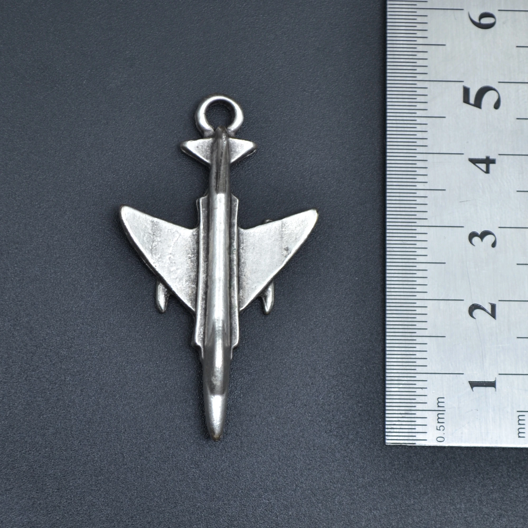 F4 Phantom Uçak Kolye - Gümüş ( Silver ) Renk - 60 cm Düz Ezme Zincir Kolye