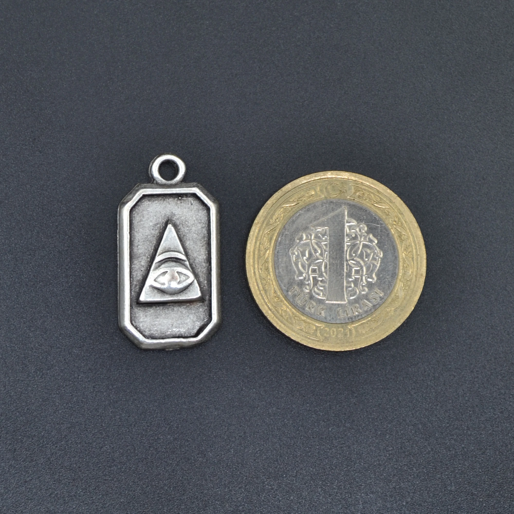 Minimal Göz Kolye - Gümüş ( Silver ) Renk - 60 cm Düz Ezme Zincir Kolye