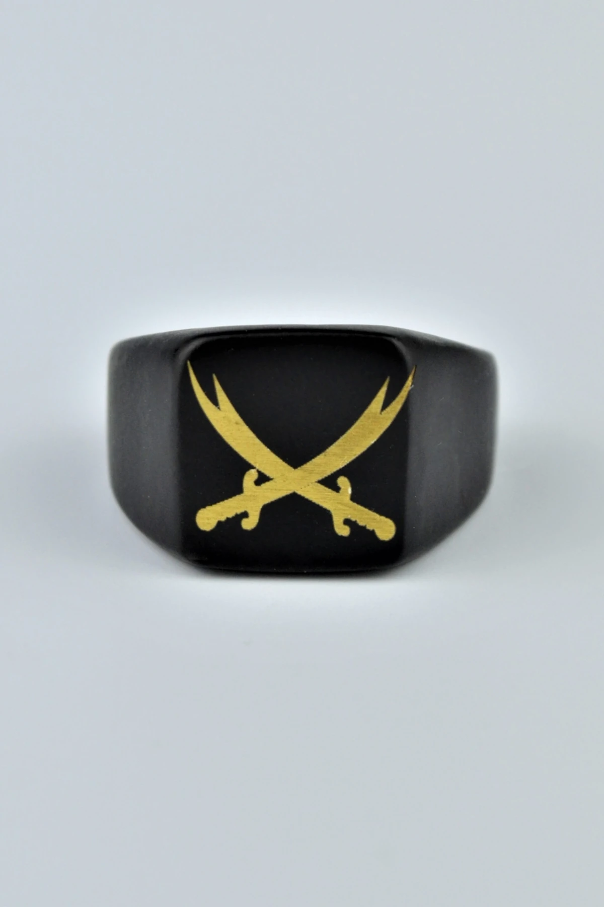 Zülfikar Kılıç Kare Şovalye Mat Siyah Ayarlamalı Erkek Yüzük