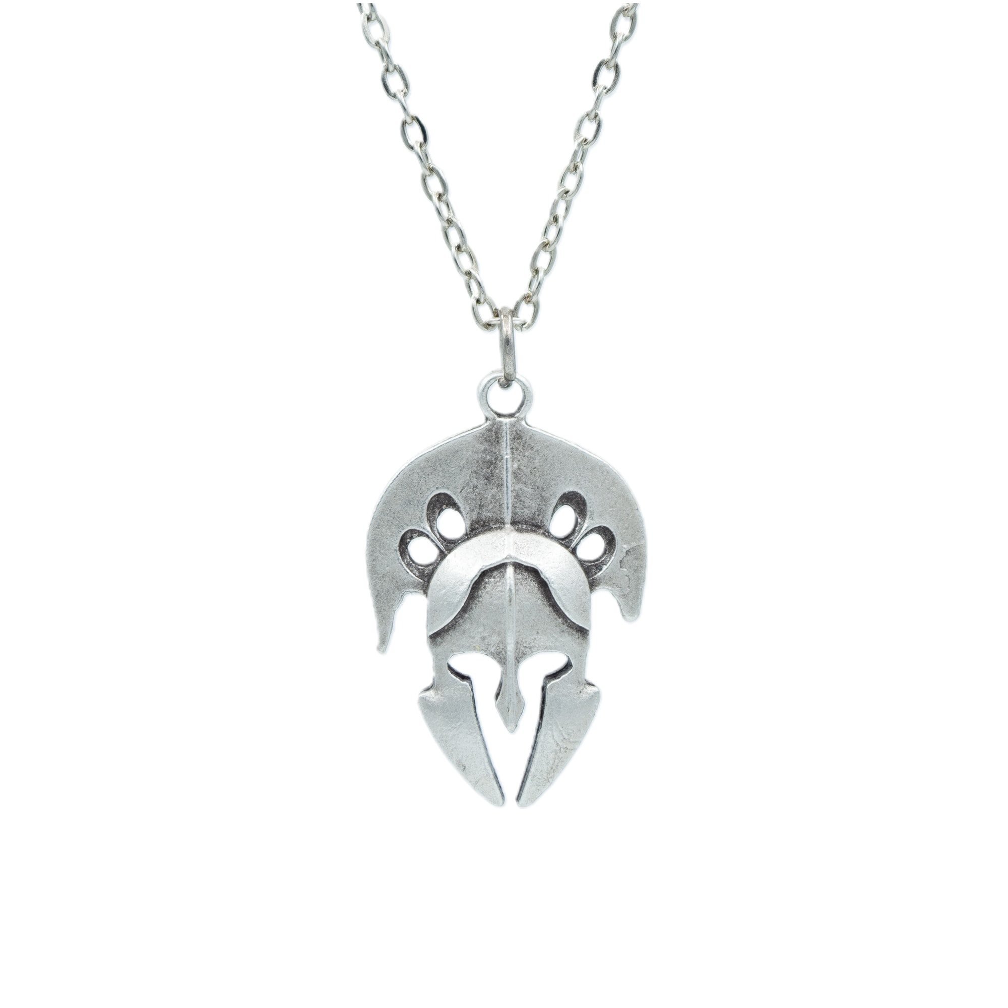 Gladyatör Miğfer Kolye - Gümüş ( Silver ) Renk - 60 cm Düz Ezme Zincir Kolye