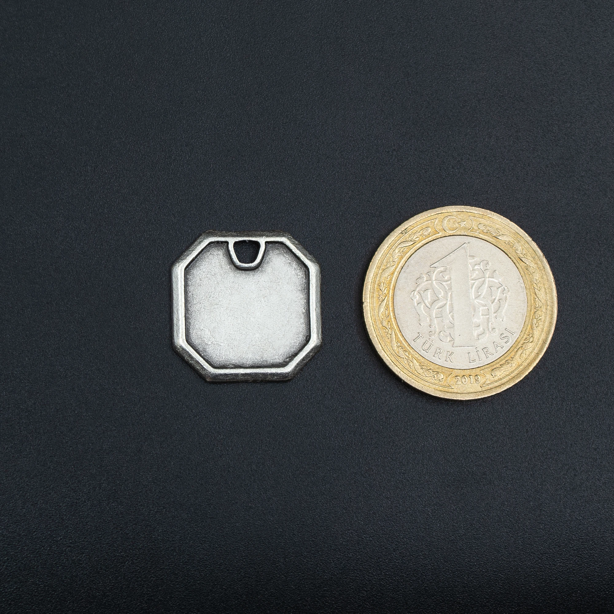 Geometrik Kolye - Gümüş ( Silver ) Renk - 60 cm Deri İp Kolye