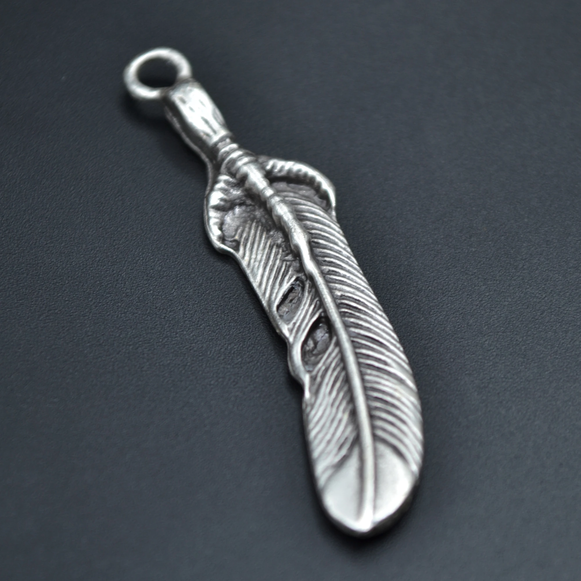 Kuş Tüyü Şeklinde Kolye - Gümüş ( Silver ) Renk - 60 cm Düz Ezme Zincir Kolye