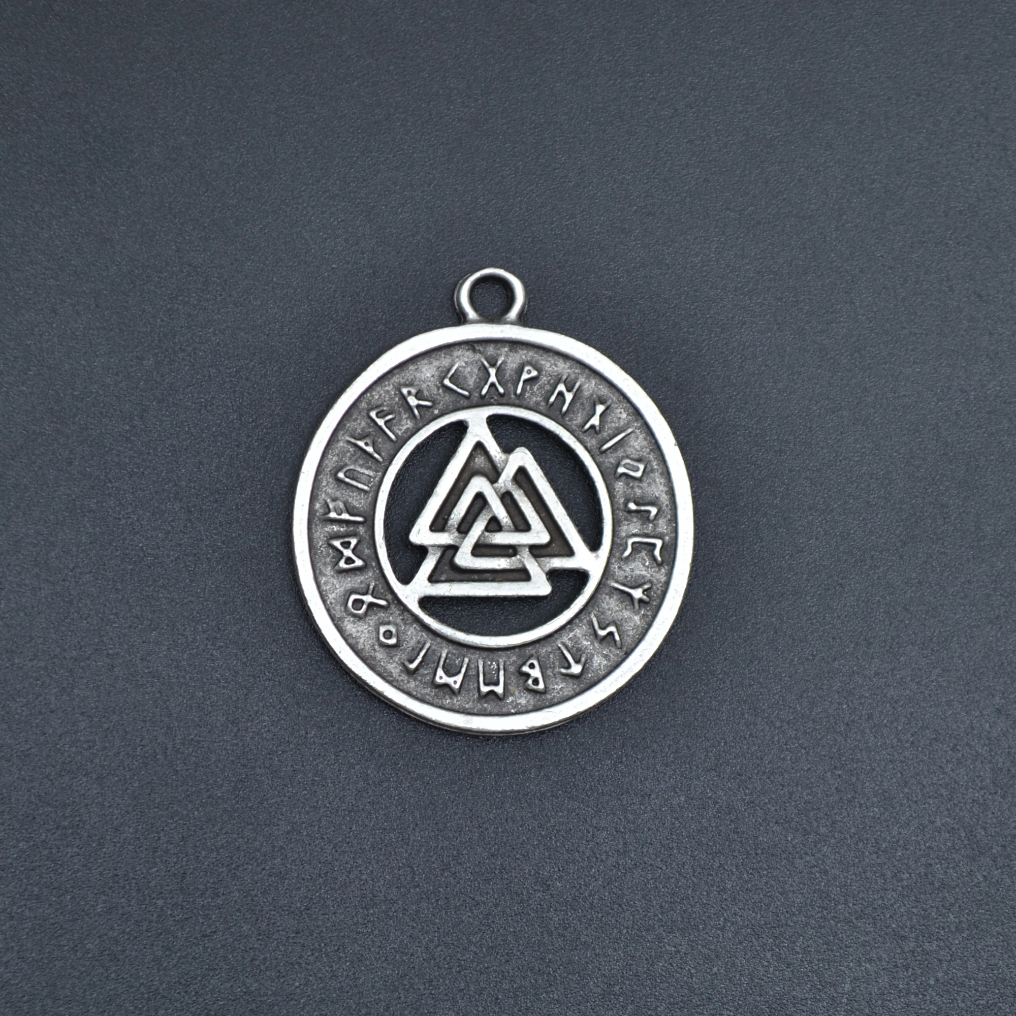 Viking Pusula Run Sembollü Kolye - Gümüş ( Silver ) Renk - 60 cm Düz Ezme Zincir Kolye