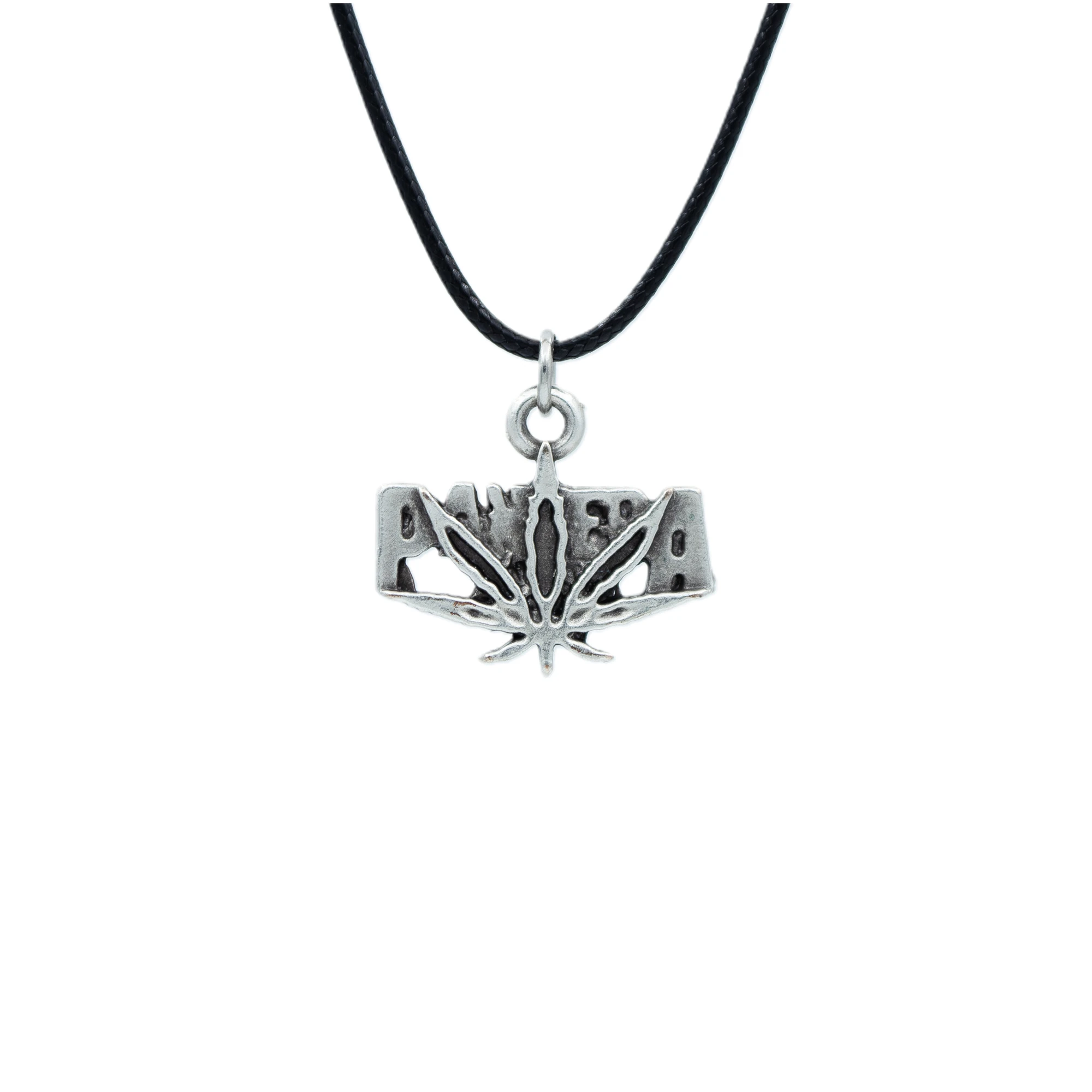 Pantera Kolye - Gümüş ( Silver ) Renk - 60 cm Deri İp Kolye