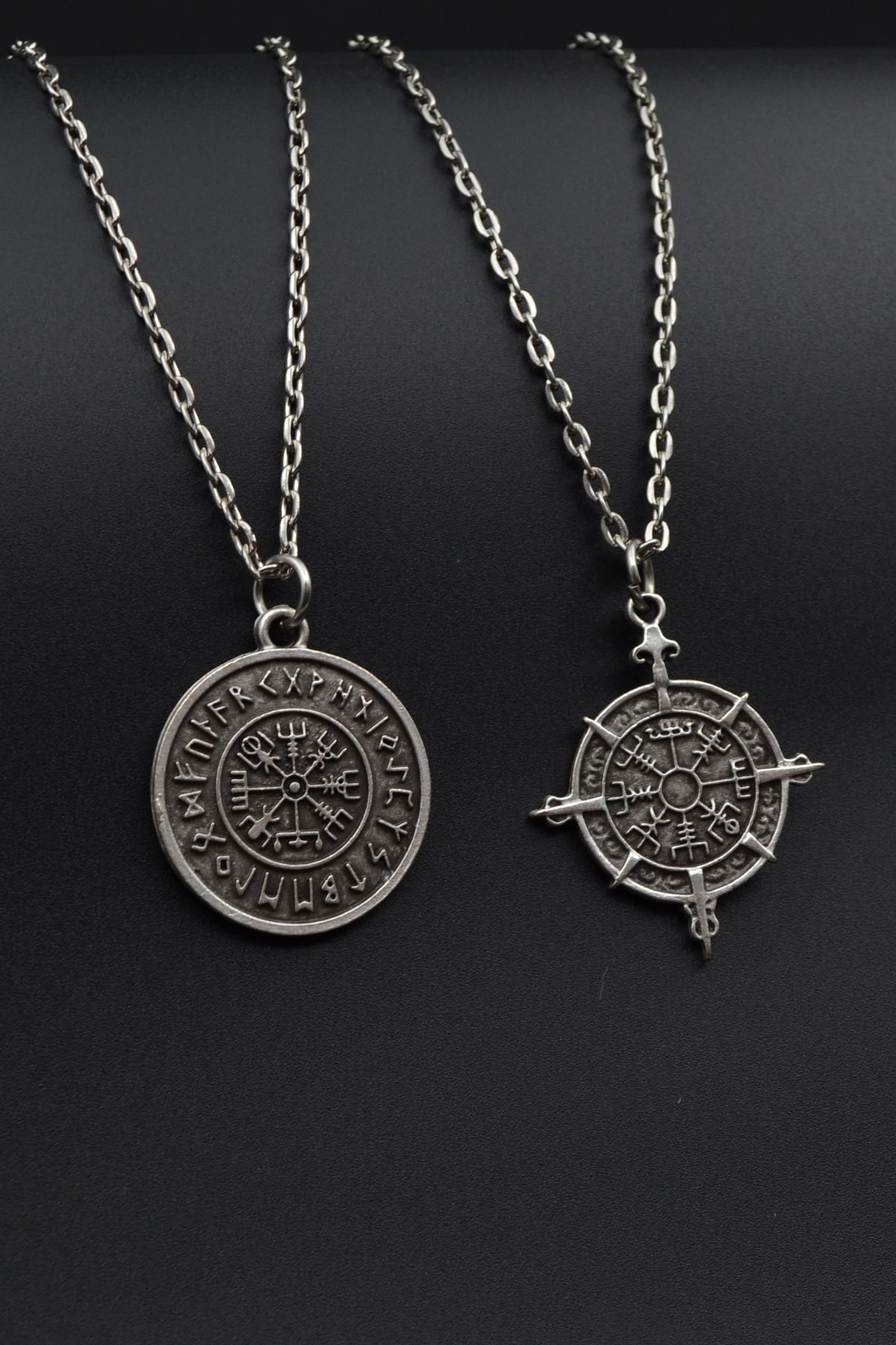 2'li Viking Pusula Erkek Kadın Kolye Seti