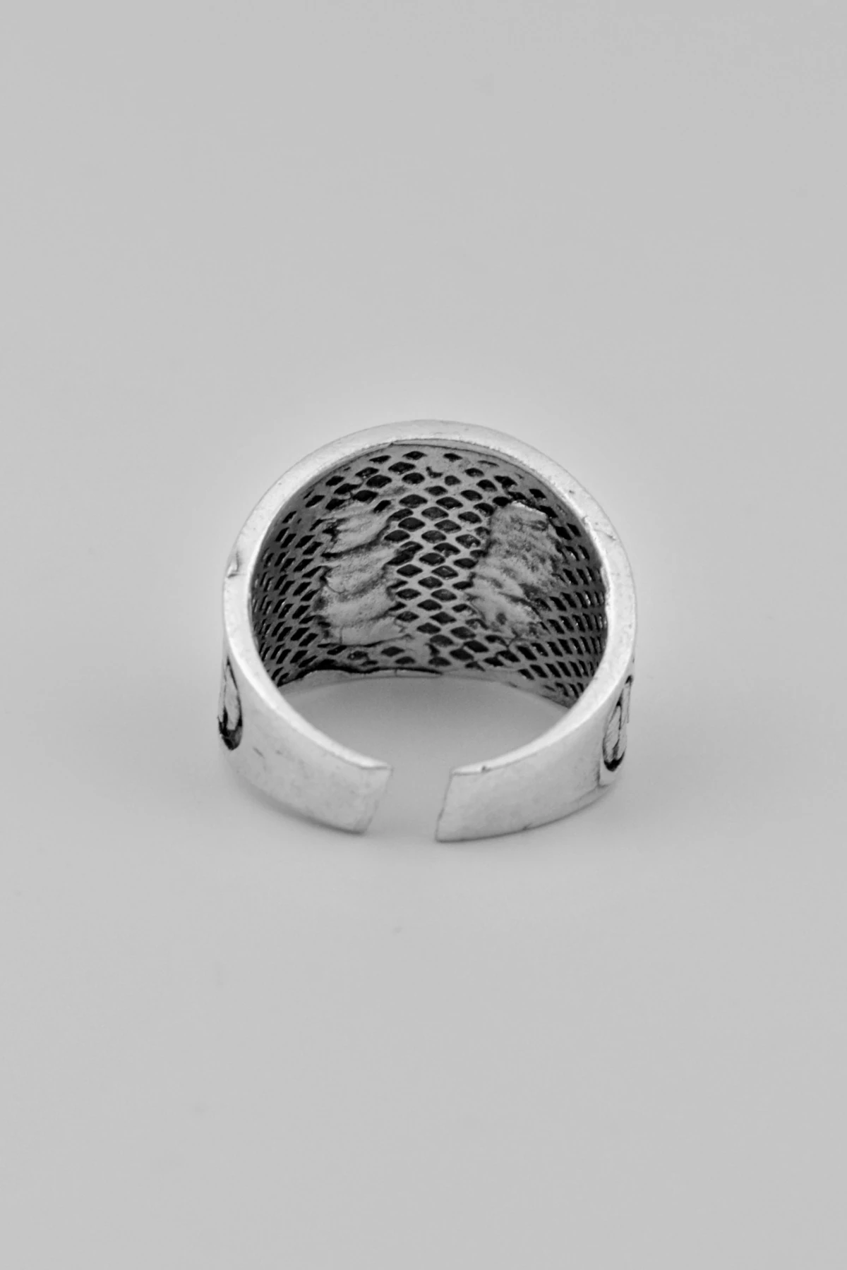 Çift Başlı Kartal Gümüş Kaplama Ayarlamalı Erkek Yüzük