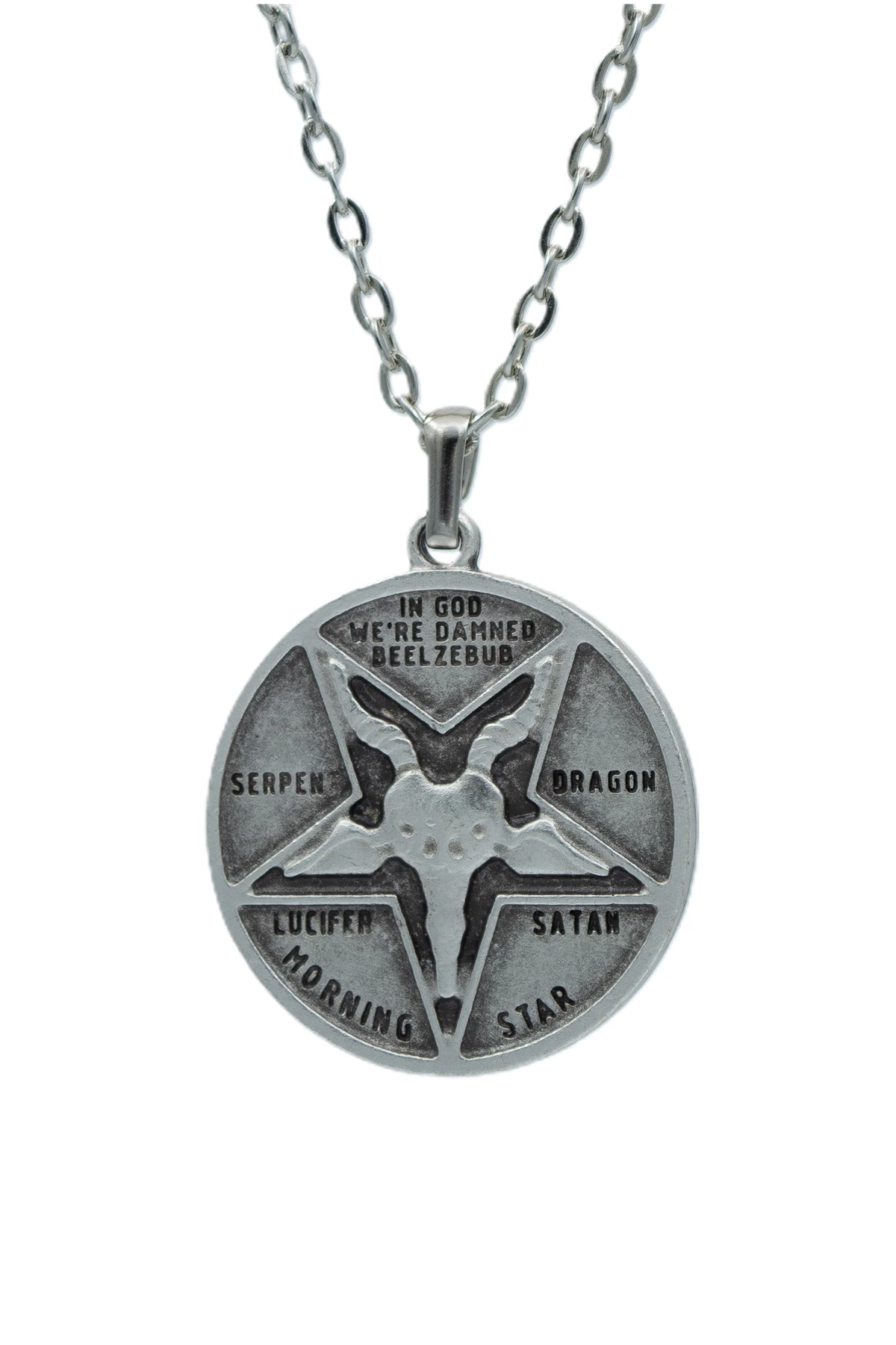 2'li Lucifer Morning Star Pentagram Wicca Erkek Kadın Kolye Seti