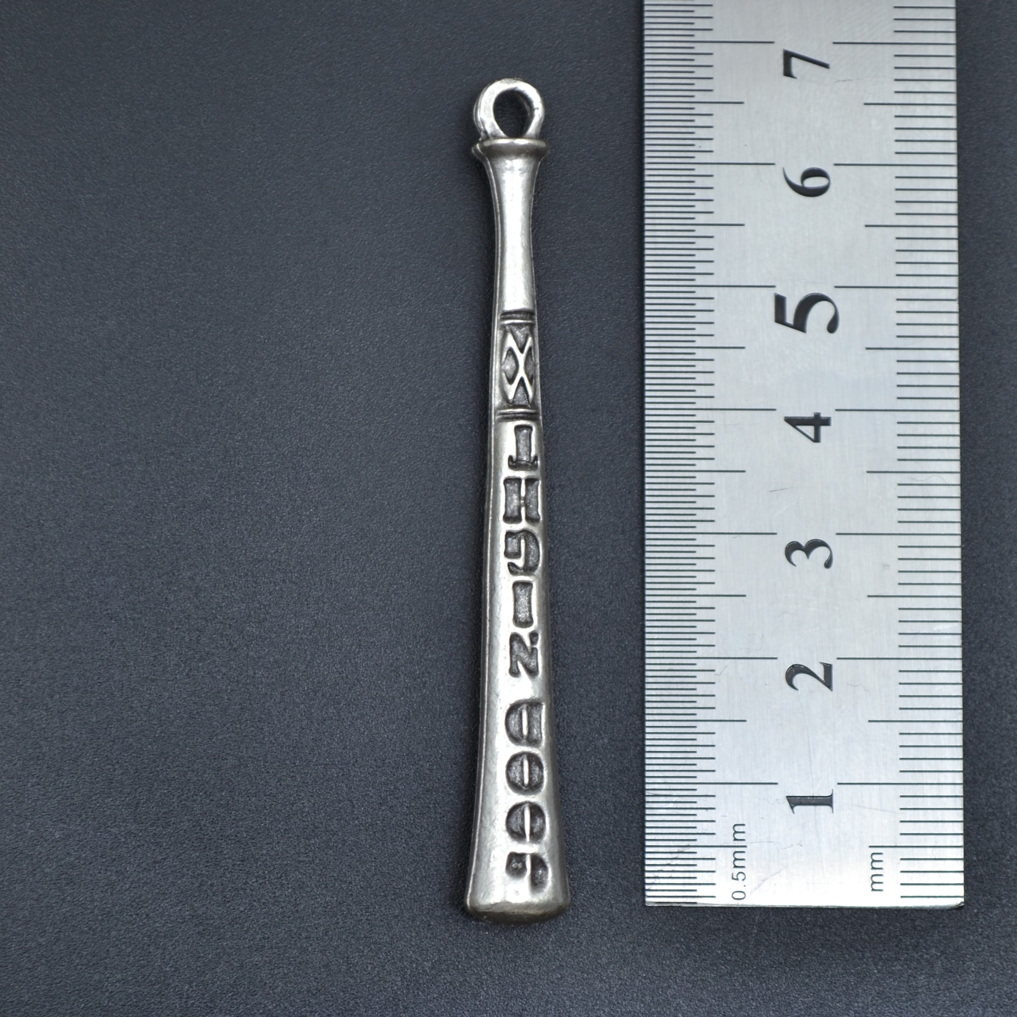 Beyzbol Sopası Kolye - Gümüş ( Silver ) Renk - 60 cm Deri İp Kolye