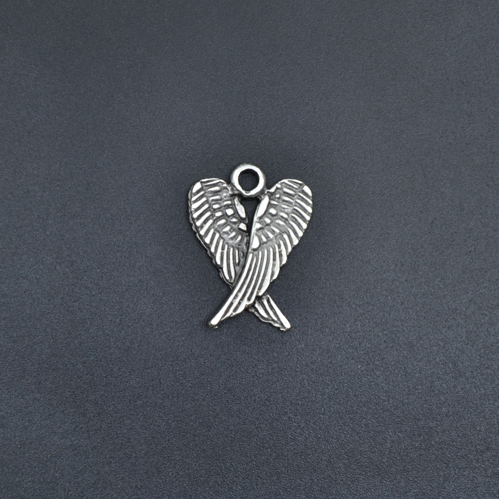 Minimal Melek Kanadı Kolye - Gümüş ( Silver ) Renk - 60 cm Deri İp Kolye