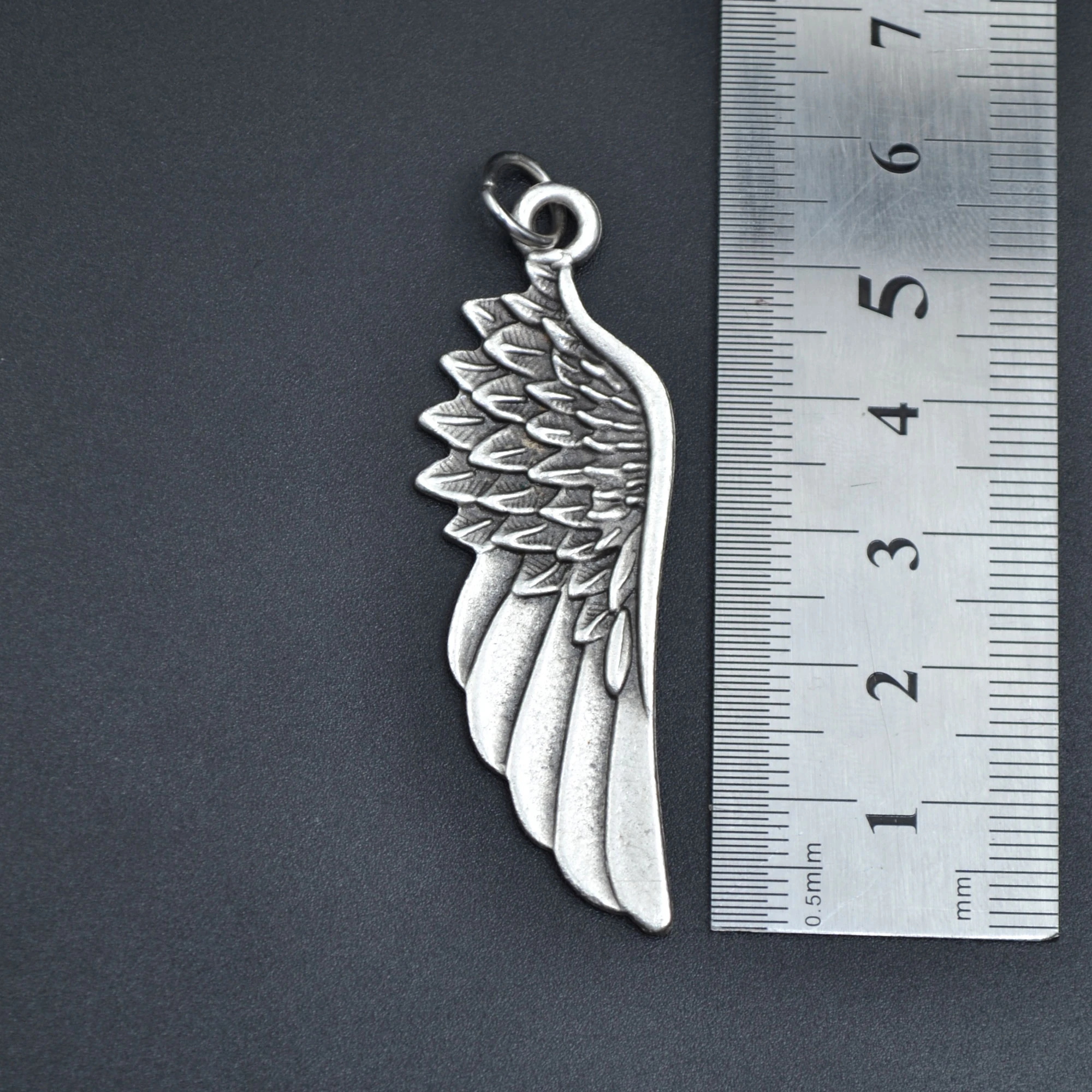 Kartal Melek Kanadı Kolye - Gümüş ( Silver ) Renk - 60 cm Deri İp Kolye