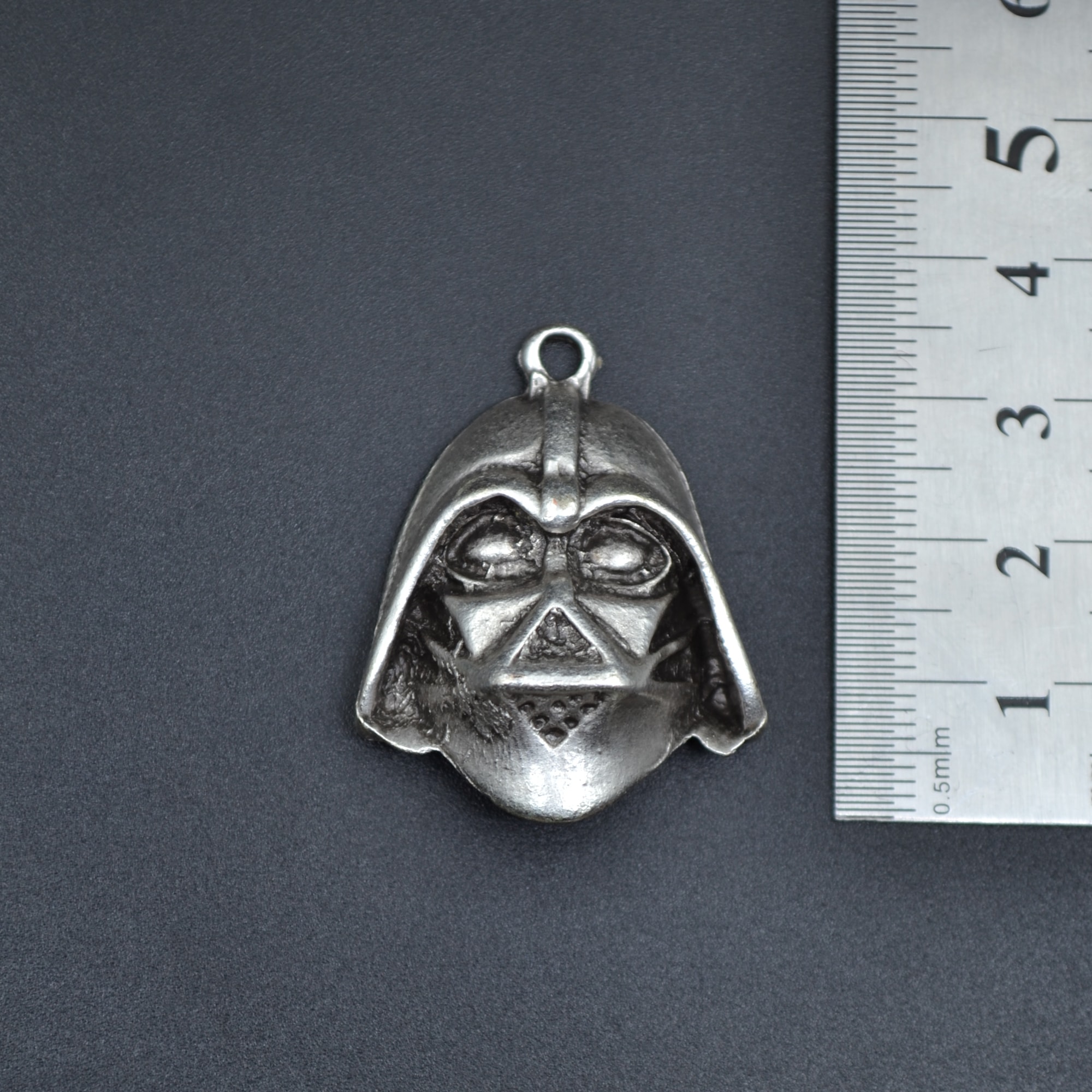 Star Wars - Darth Vader Kolye - Gümüş ( Silver ) Renk - 60 cm Deri İp Kolye