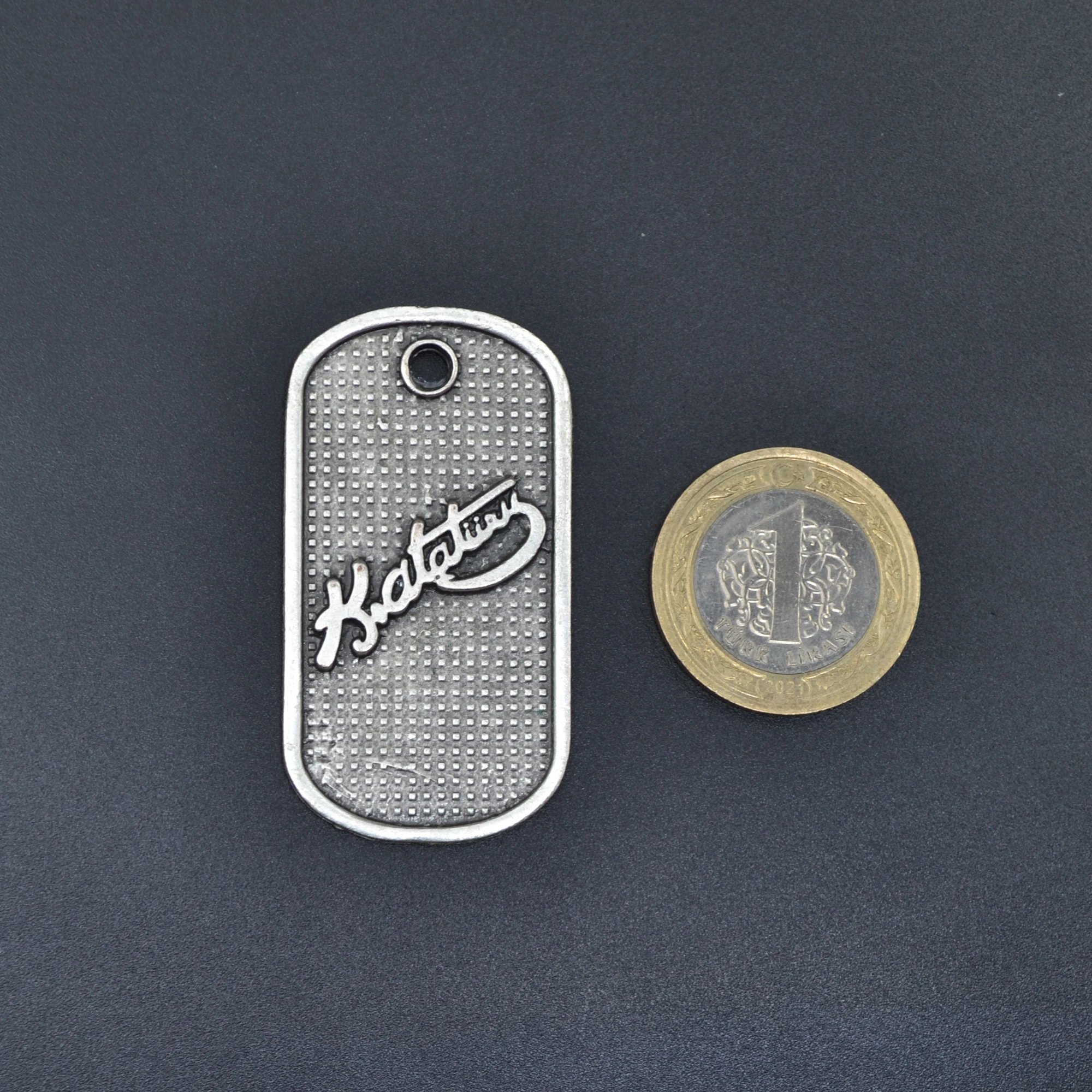 Kemal Atatürk İmzalı Künye Kolye - Gümüş ( Silver ) Renk - 60 cm Düz Ezme Zincir Kolye