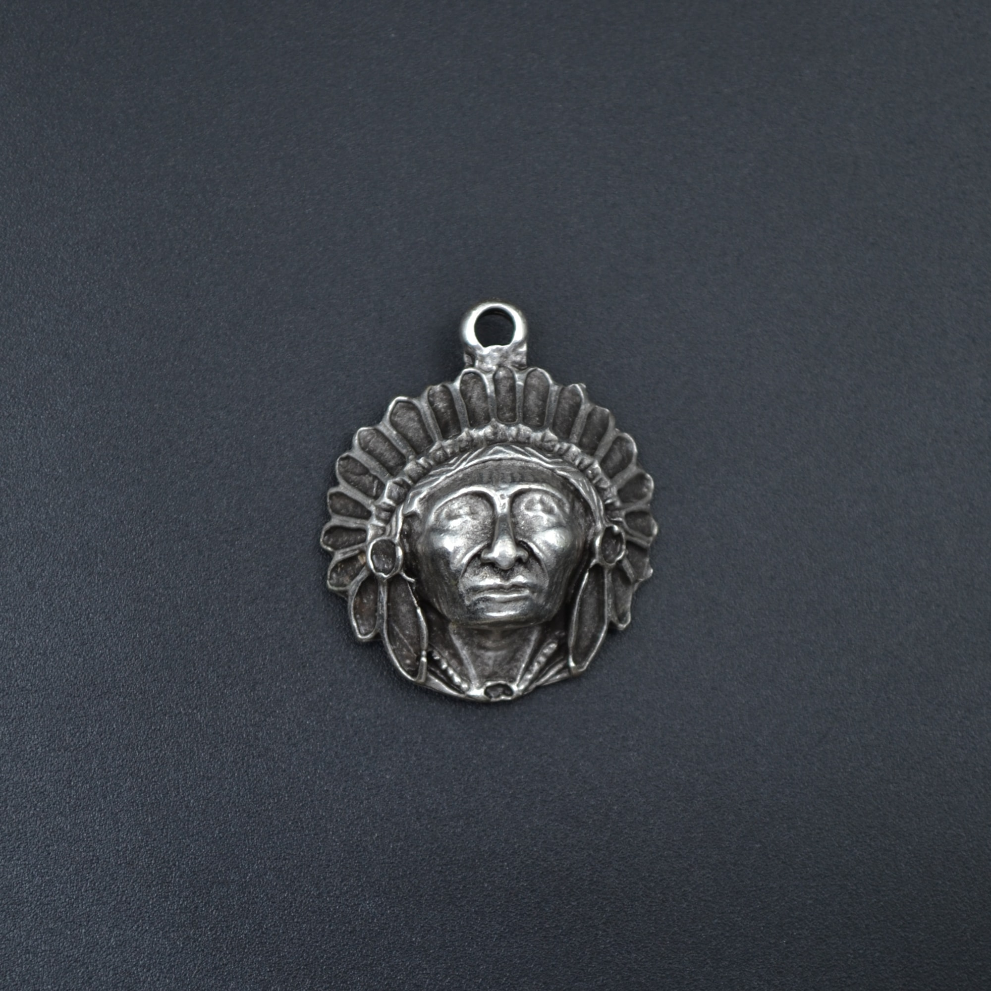 Kızılderili Kolye - Gümüş ( Silver ) Renk - 60 cm Deri İp Kolye