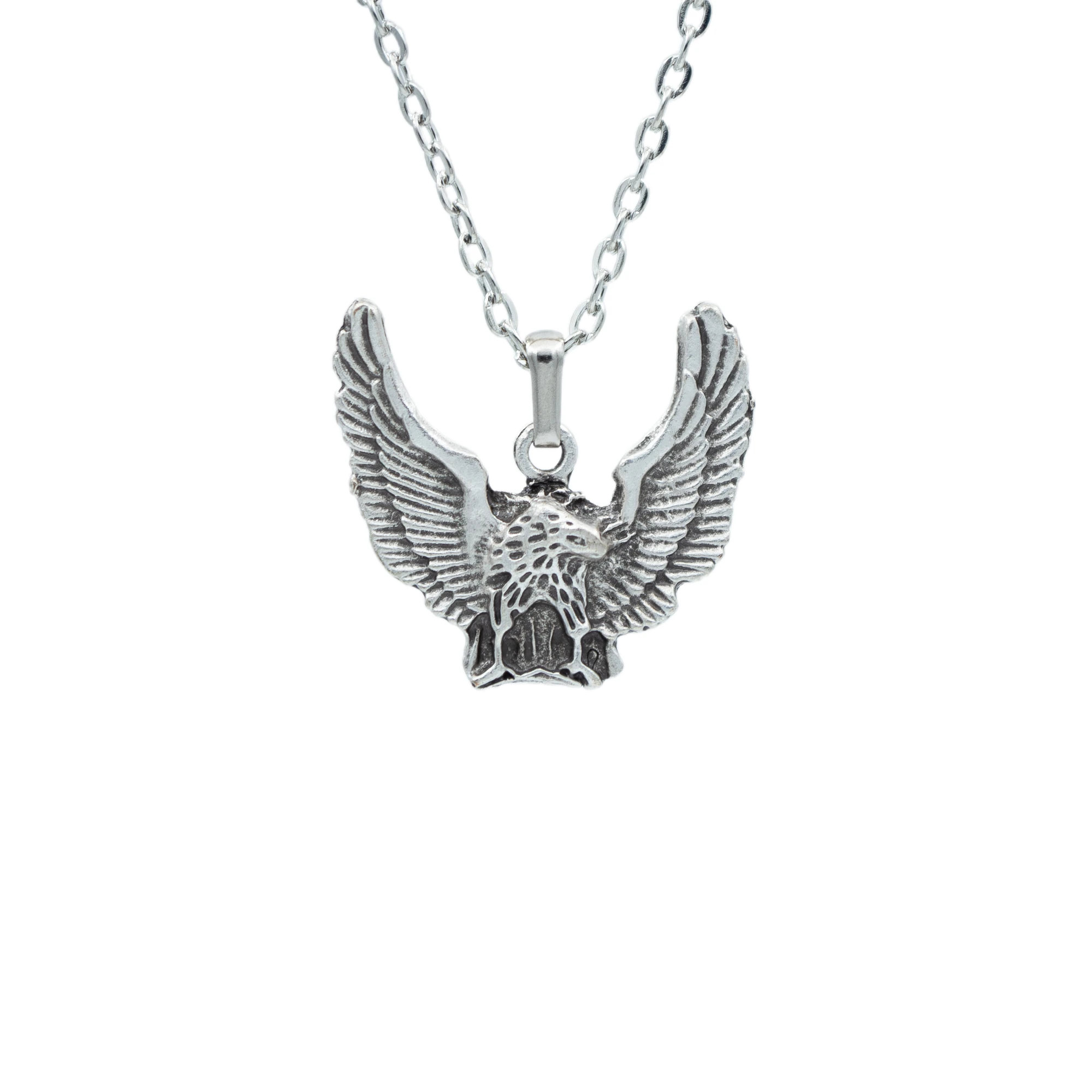 Uçan Kartal Kolye - Gümüş ( Silver ) Renk - 60 cm Düz Ezme Zincir Kolye